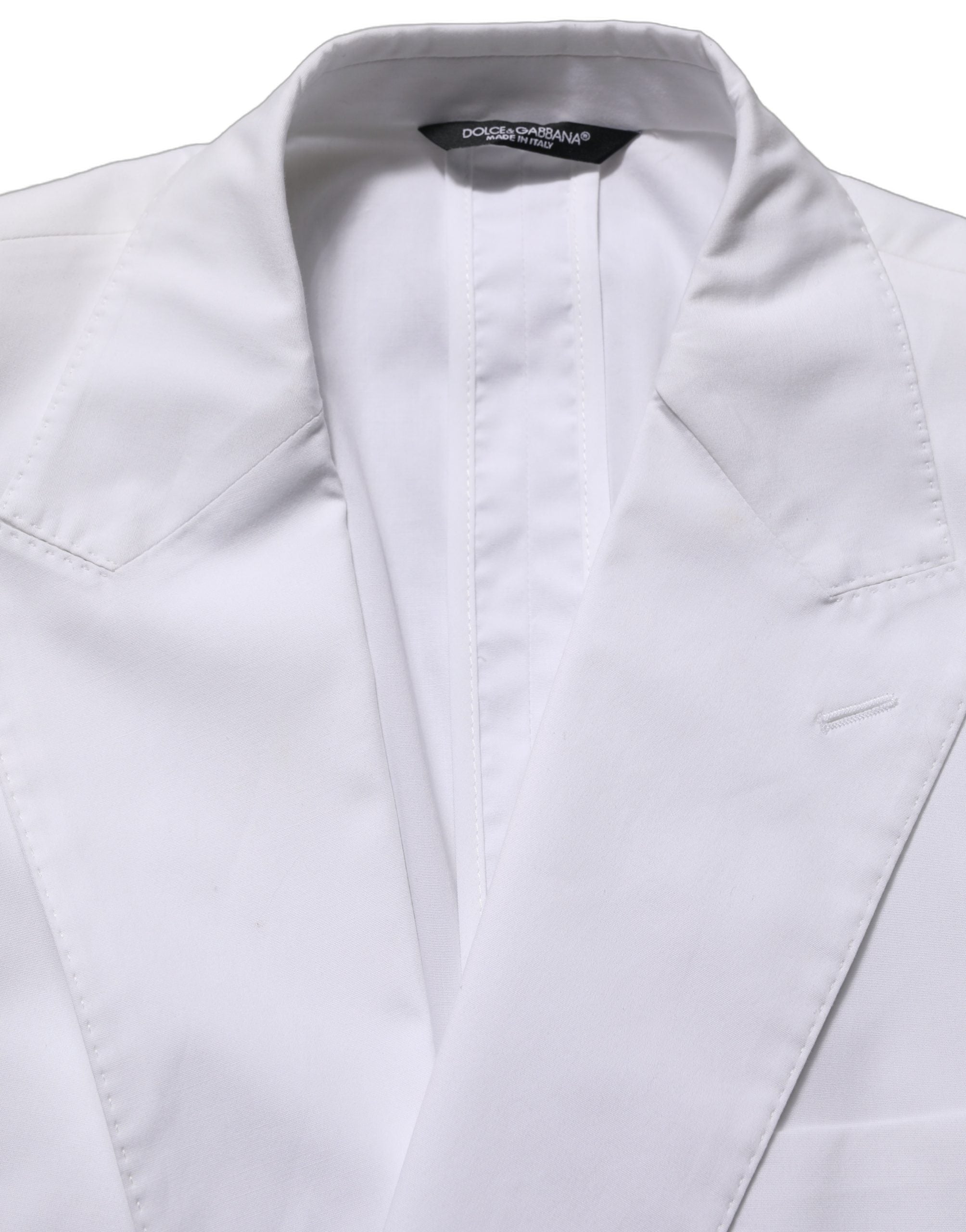 Dolce & Gabbana White Cotton Double Breasted Blazer Jacket Dolce & Gabbana