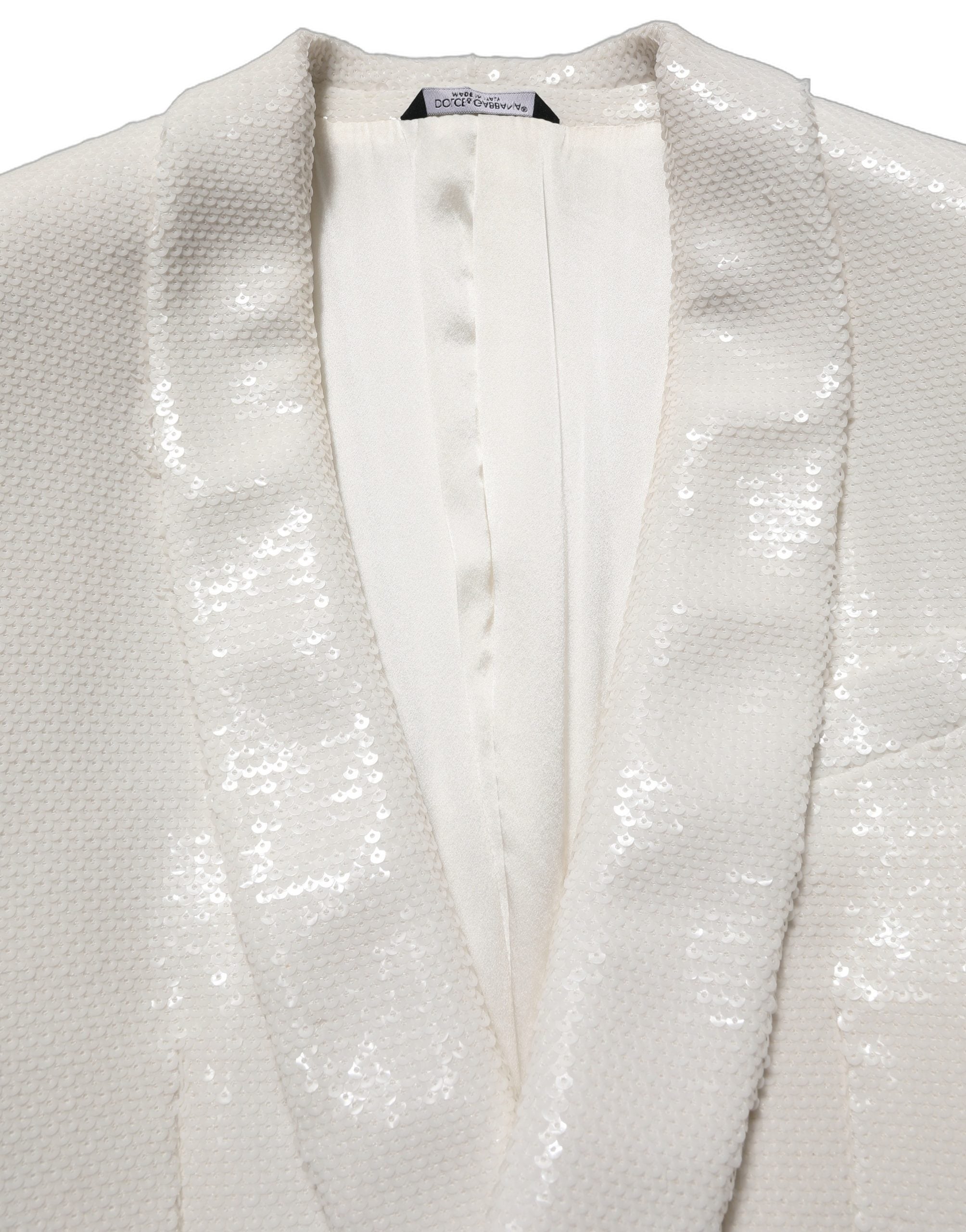 Dolce & Gabbana White Viscose Single Breasted Blazer Jacket Dolce & Gabbana