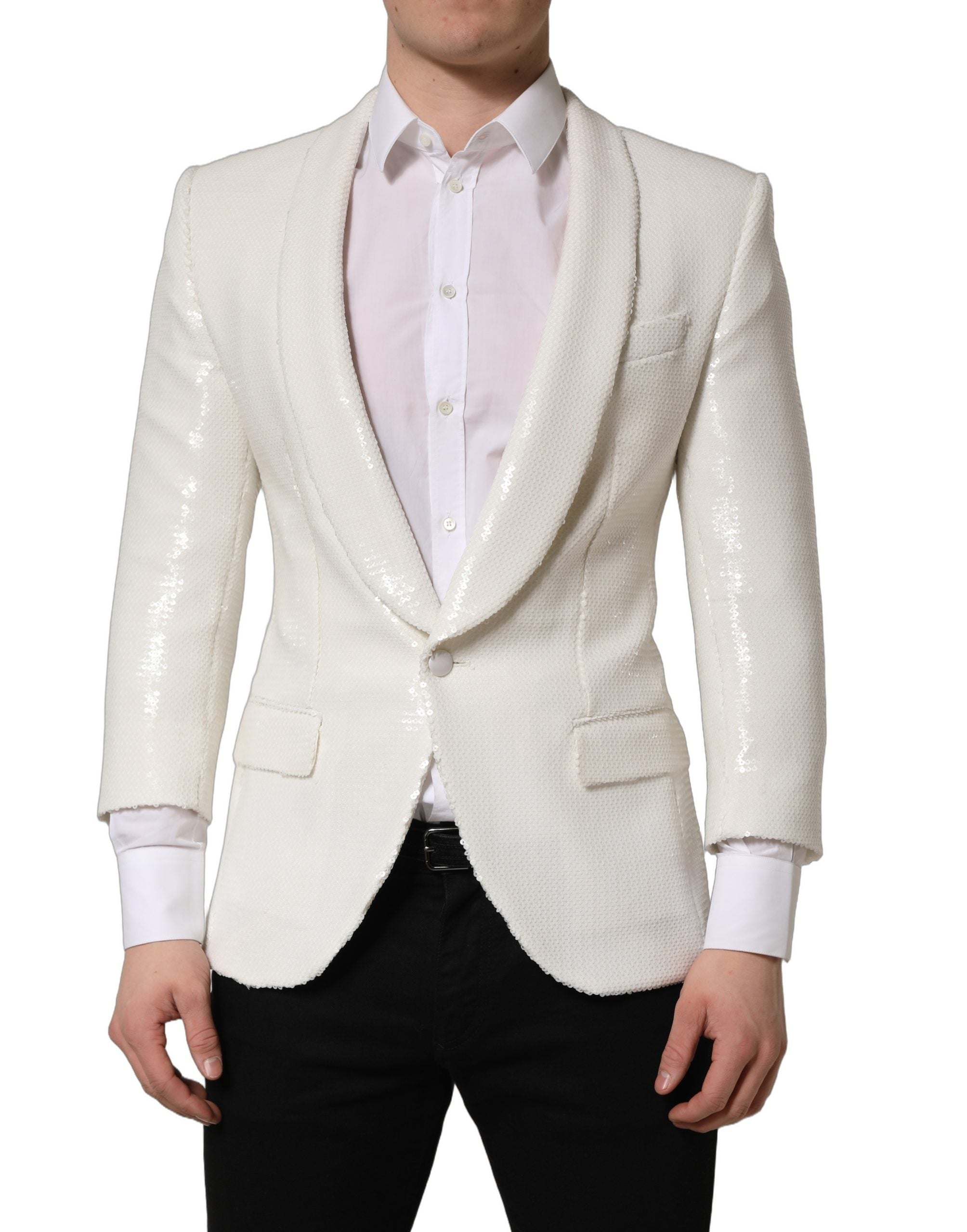 Dolce & Gabbana White Viscose Single Breasted Blazer Jacket Dolce & Gabbana