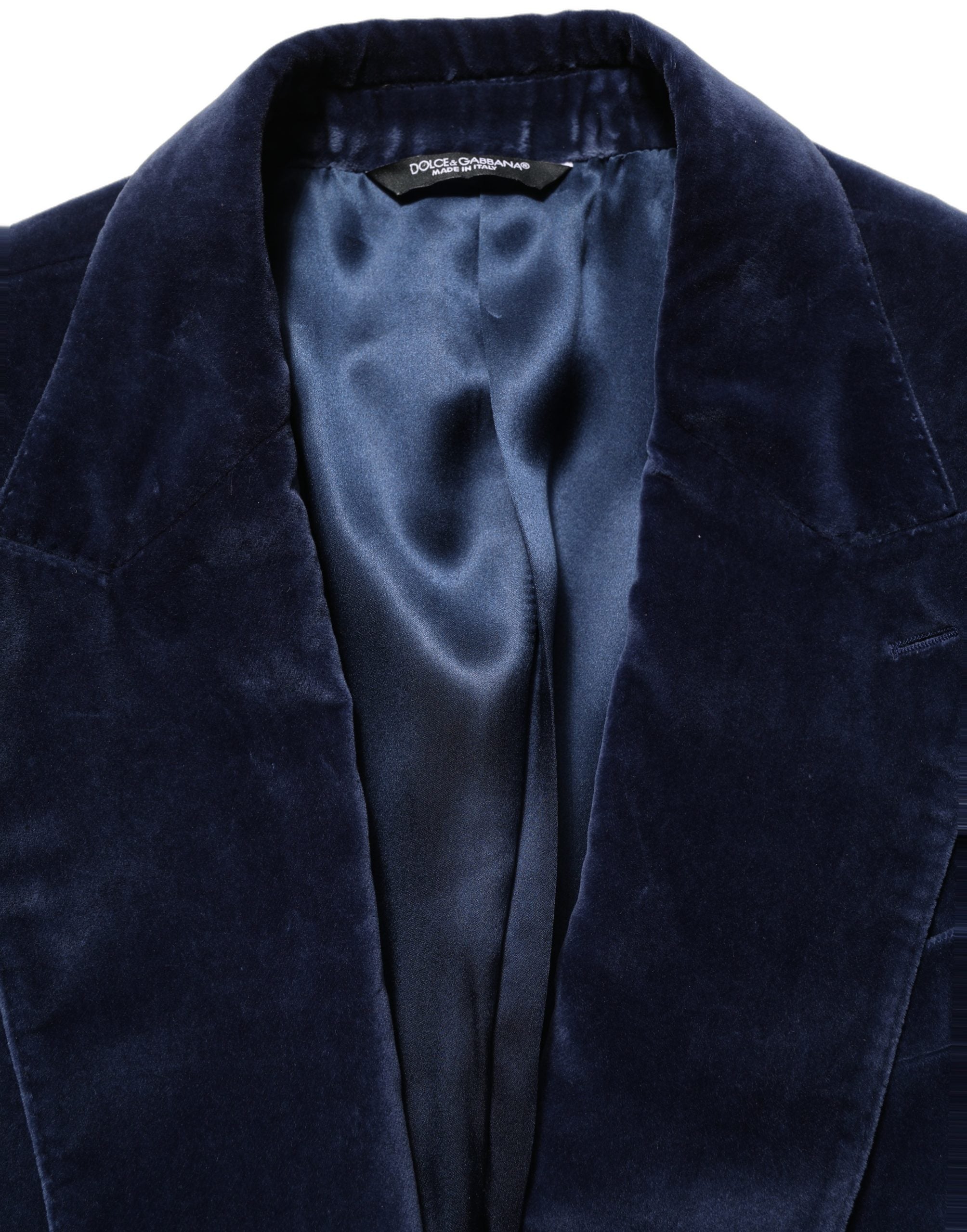Dolce & Gabbana Blue Velvet Single Breasted Blazer Jacket Dolce & Gabbana