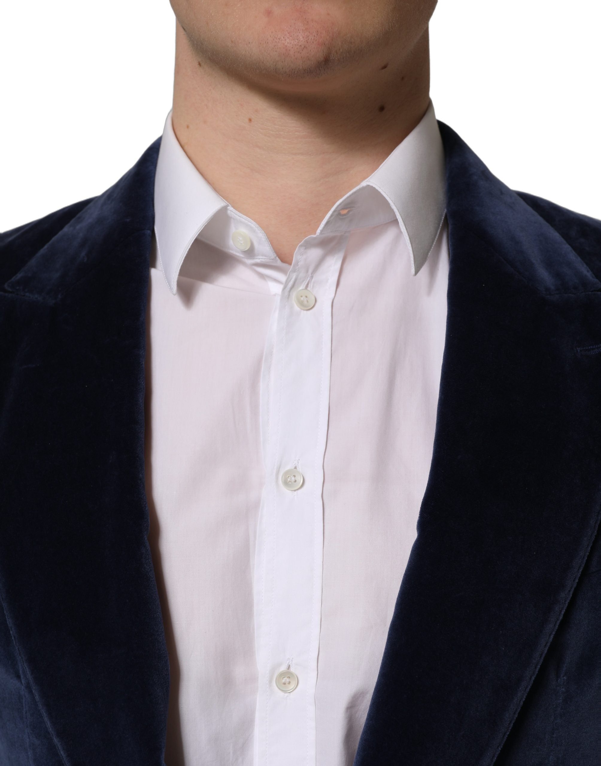 Dolce & Gabbana Blue Velvet Single Breasted Blazer Jacket Dolce & Gabbana