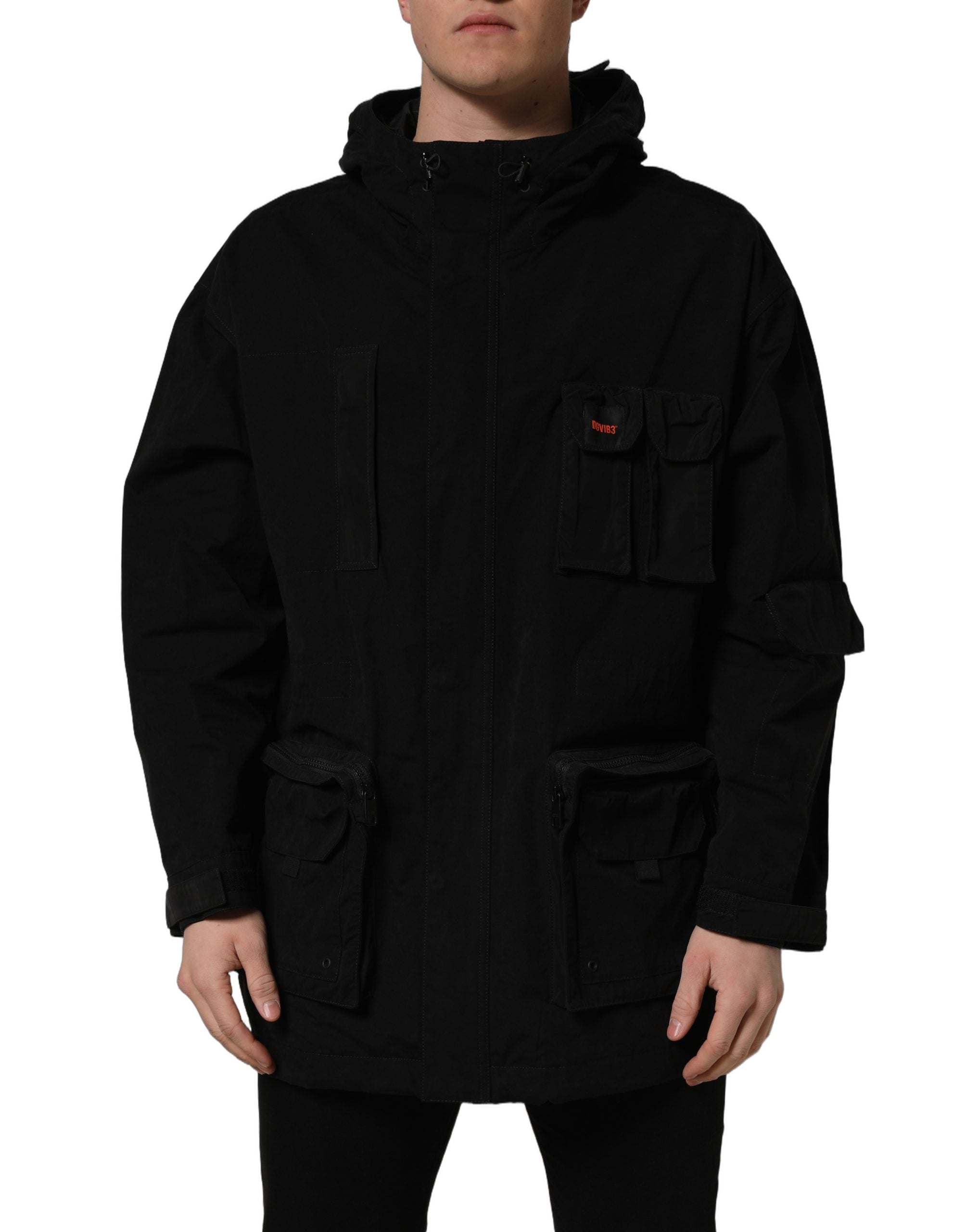 Dolce & Gabbana Black Nylon Men Hooded Windbreaker Jacket Dolce & Gabbana
