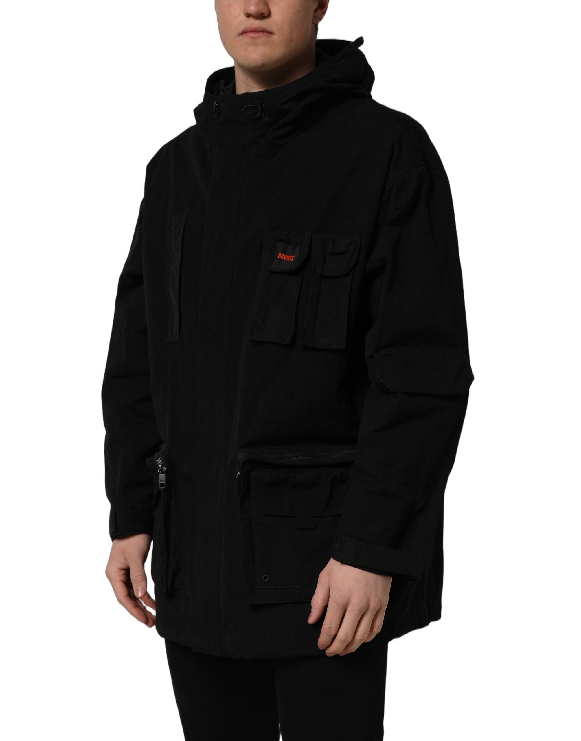 Dolce & Gabbana Black Nylon Men Hooded Windbreaker Jacket Dolce & Gabbana