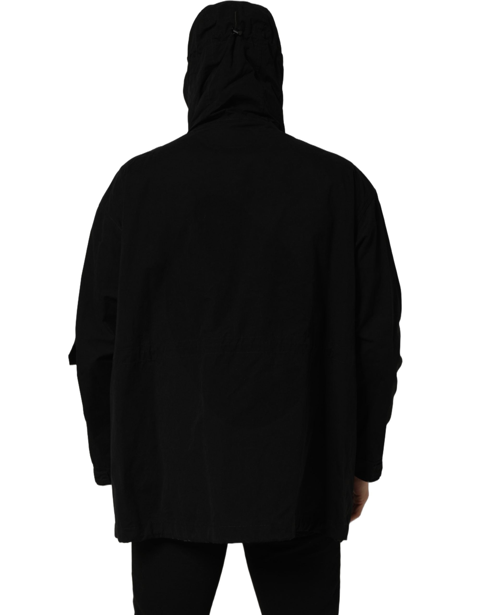 Dolce & Gabbana Black Nylon Men Hooded Windbreaker Jacket Dolce & Gabbana