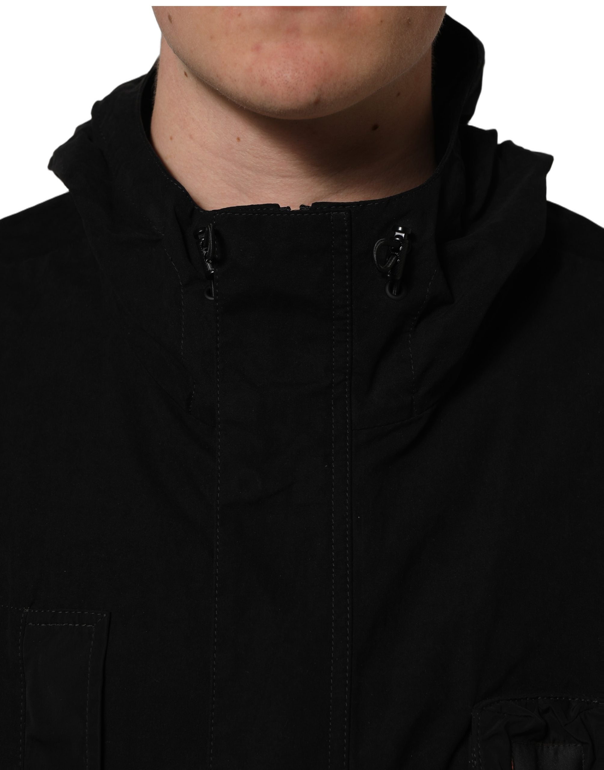 Dolce & Gabbana Black Nylon Men Hooded Windbreaker Jacket Dolce & Gabbana