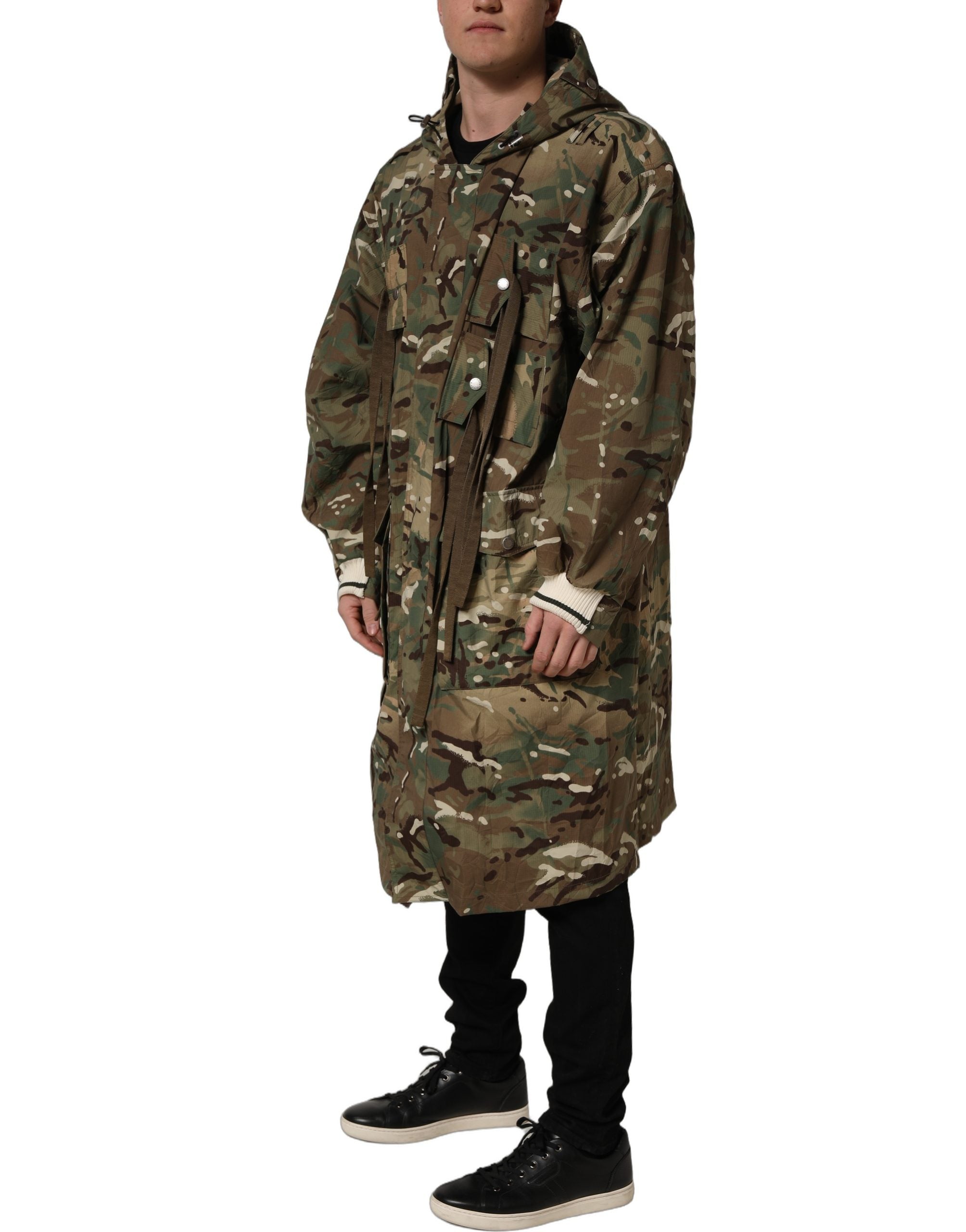 Dolce & Gabbana Multicolor Camouflage Hooded Coat Jacket Dolce & Gabbana