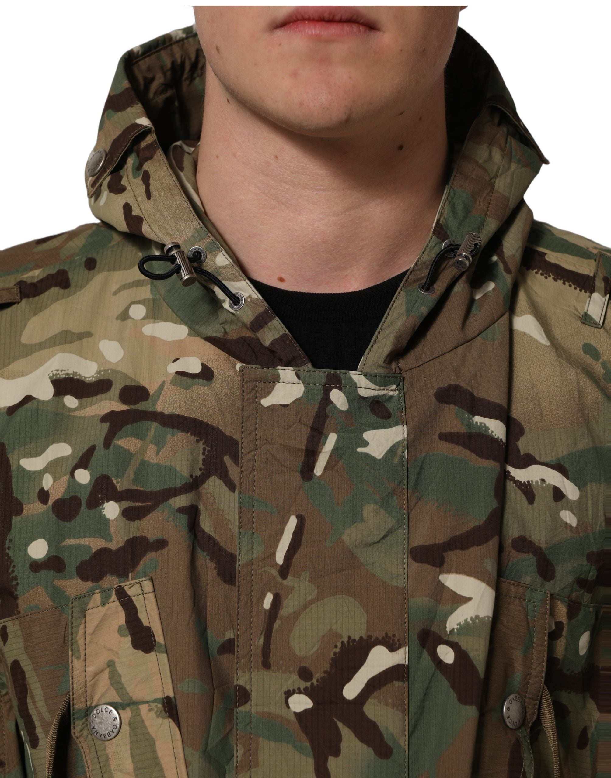 Dolce & Gabbana Multicolor Camouflage Hooded Coat Jacket Dolce & Gabbana