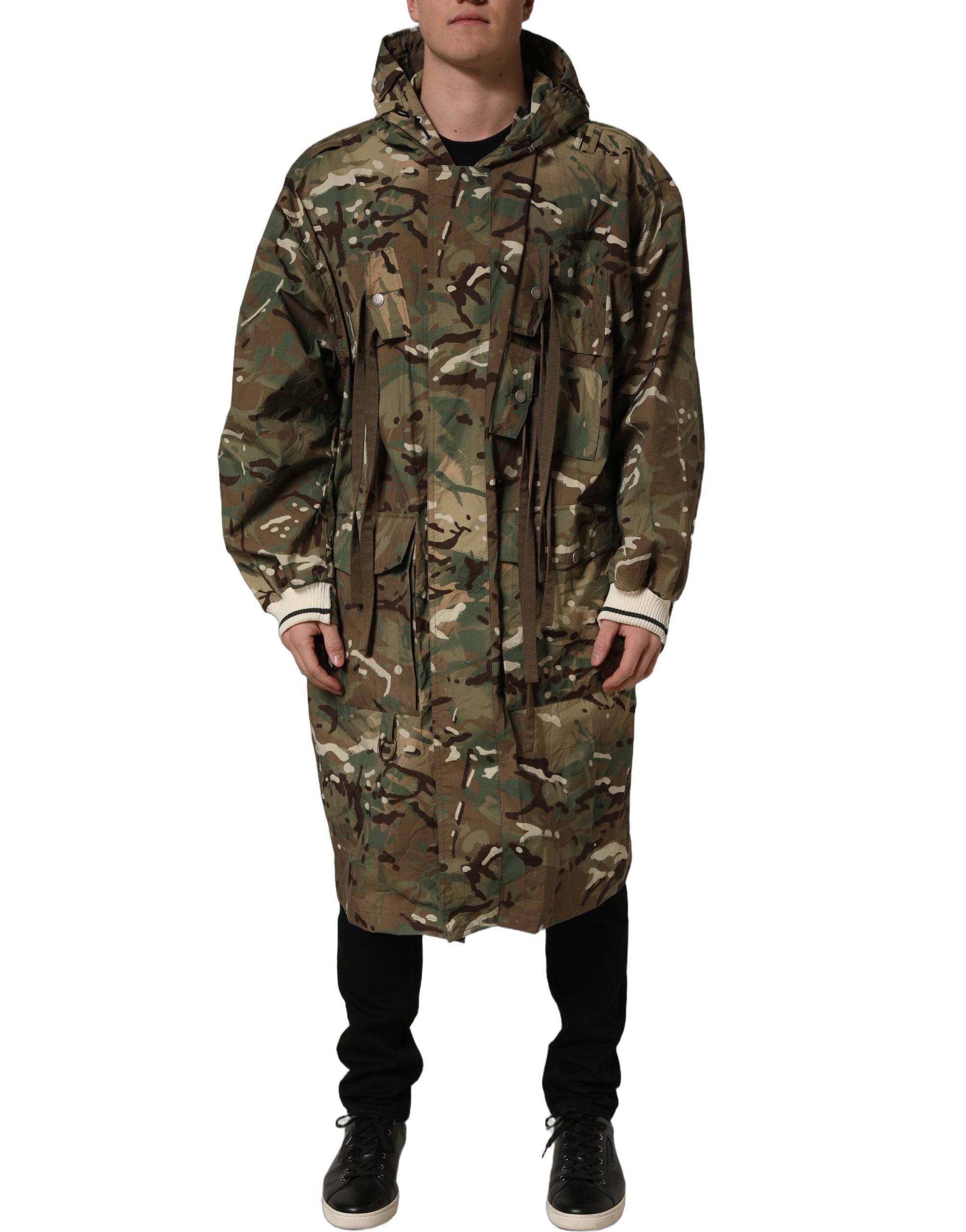 Dolce & Gabbana Multicolor Camouflage Hooded Coat Jacket Dolce & Gabbana