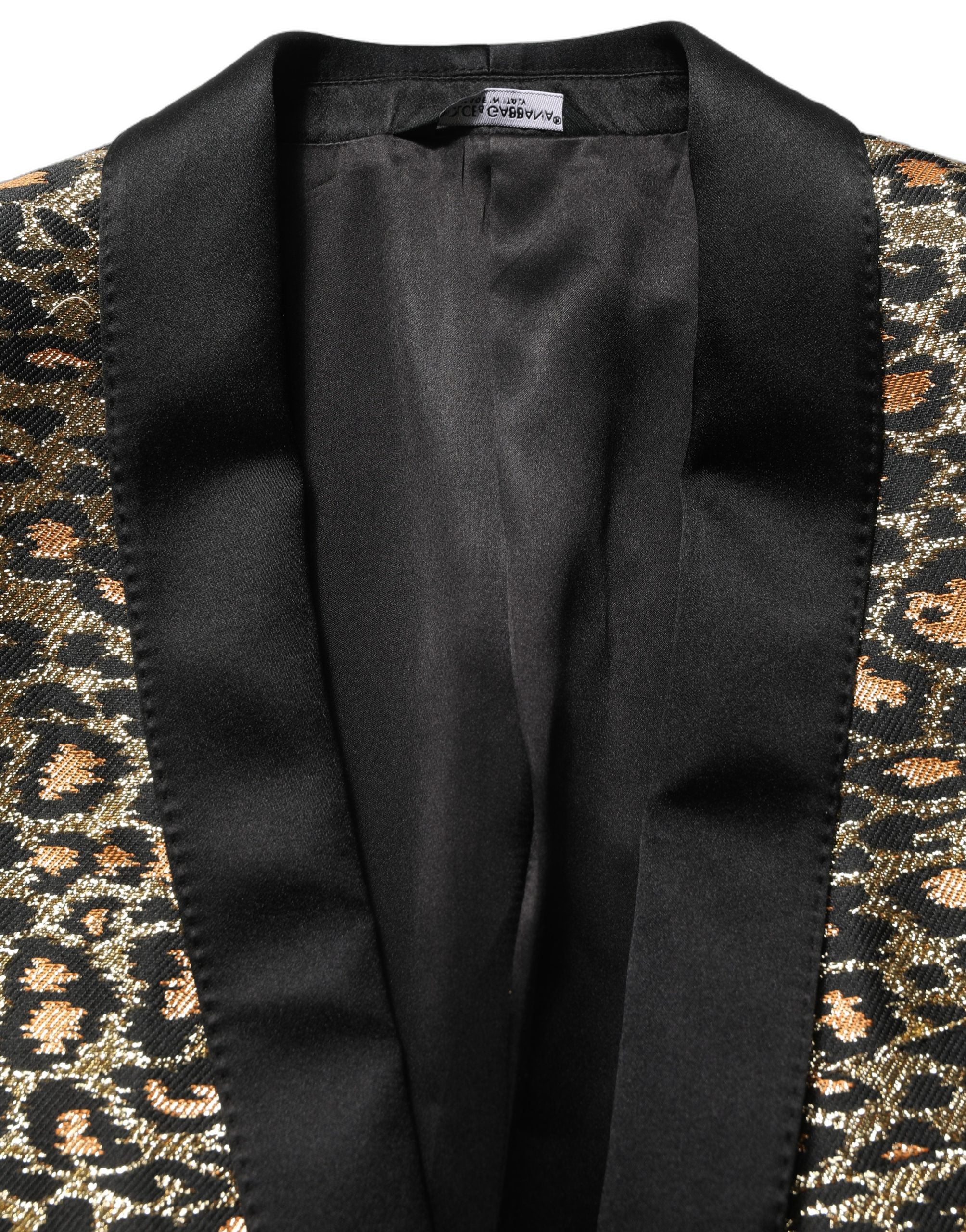 Dolce & Gabbana Gold Leopard Single Breasted Men Coat Jacket Dolce & Gabbana