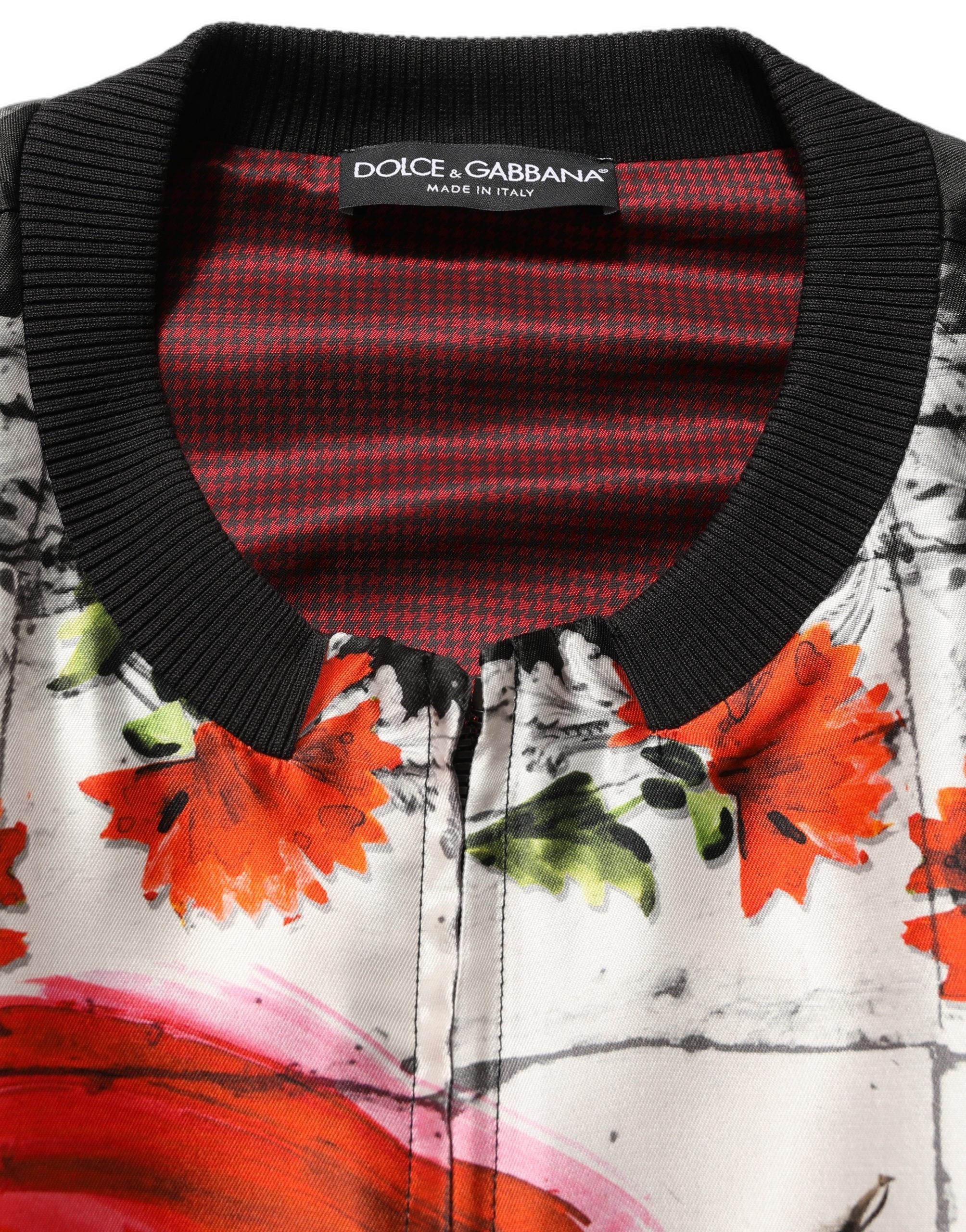 Dolce & Gabbana Multicolor Majolica Bull Print Bomber Jacket Dolce & Gabbana