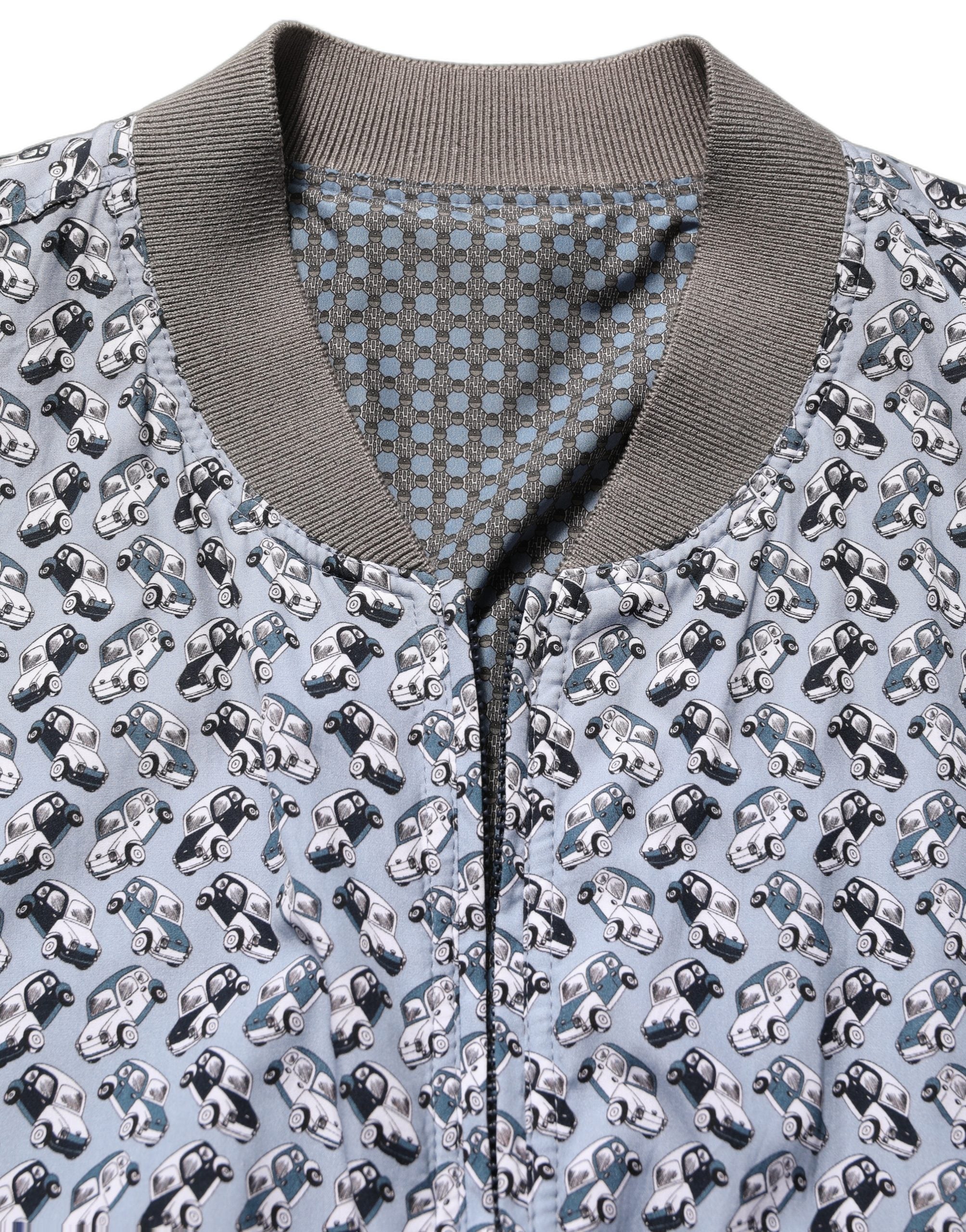 Dolce & Gabbana Light Blue Cotton Car Print Bomber Jacket Dolce & Gabbana