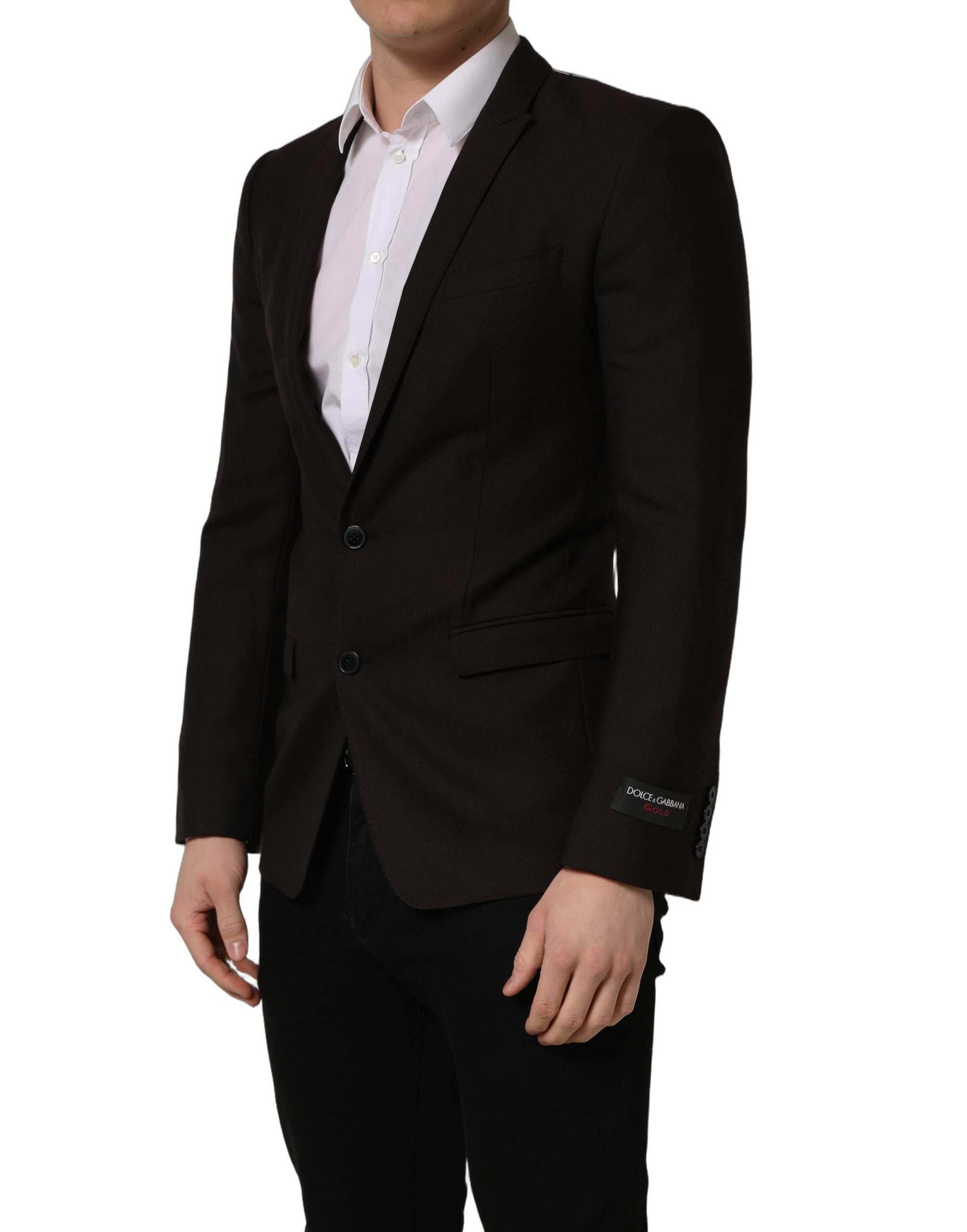 Dolce & Gabbana Brown Wool GOLD Single Breasted Men Jacket Dolce & Gabbana