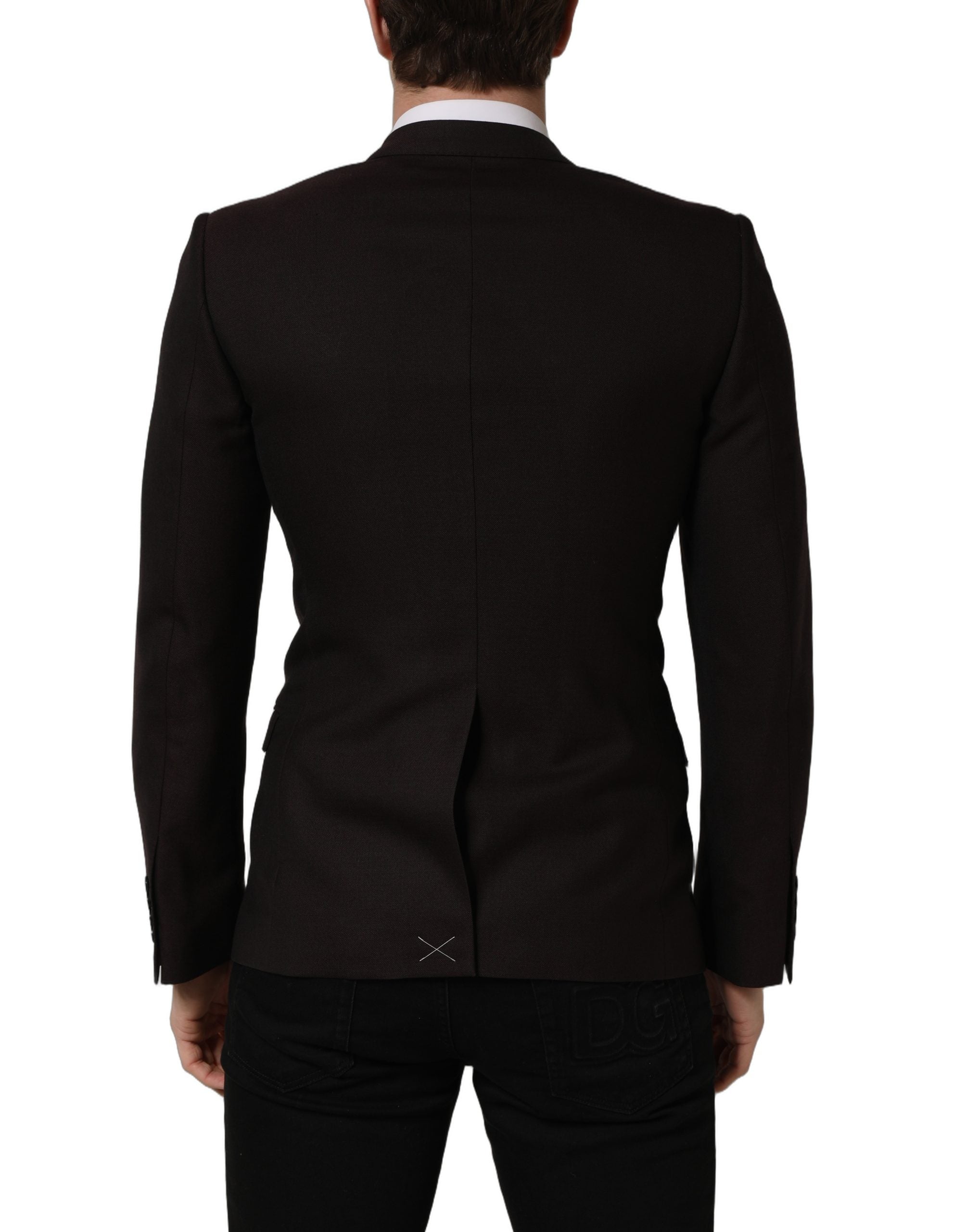 Dolce & Gabbana Brown Wool GOLD Single Breasted Men Jacket Dolce & Gabbana