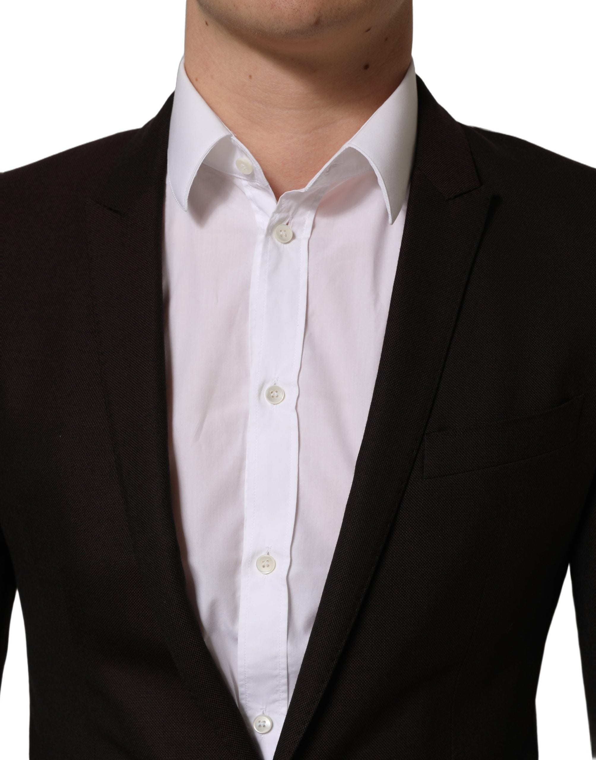 Dolce & Gabbana Brown Wool GOLD Single Breasted Men Jacket Dolce & Gabbana