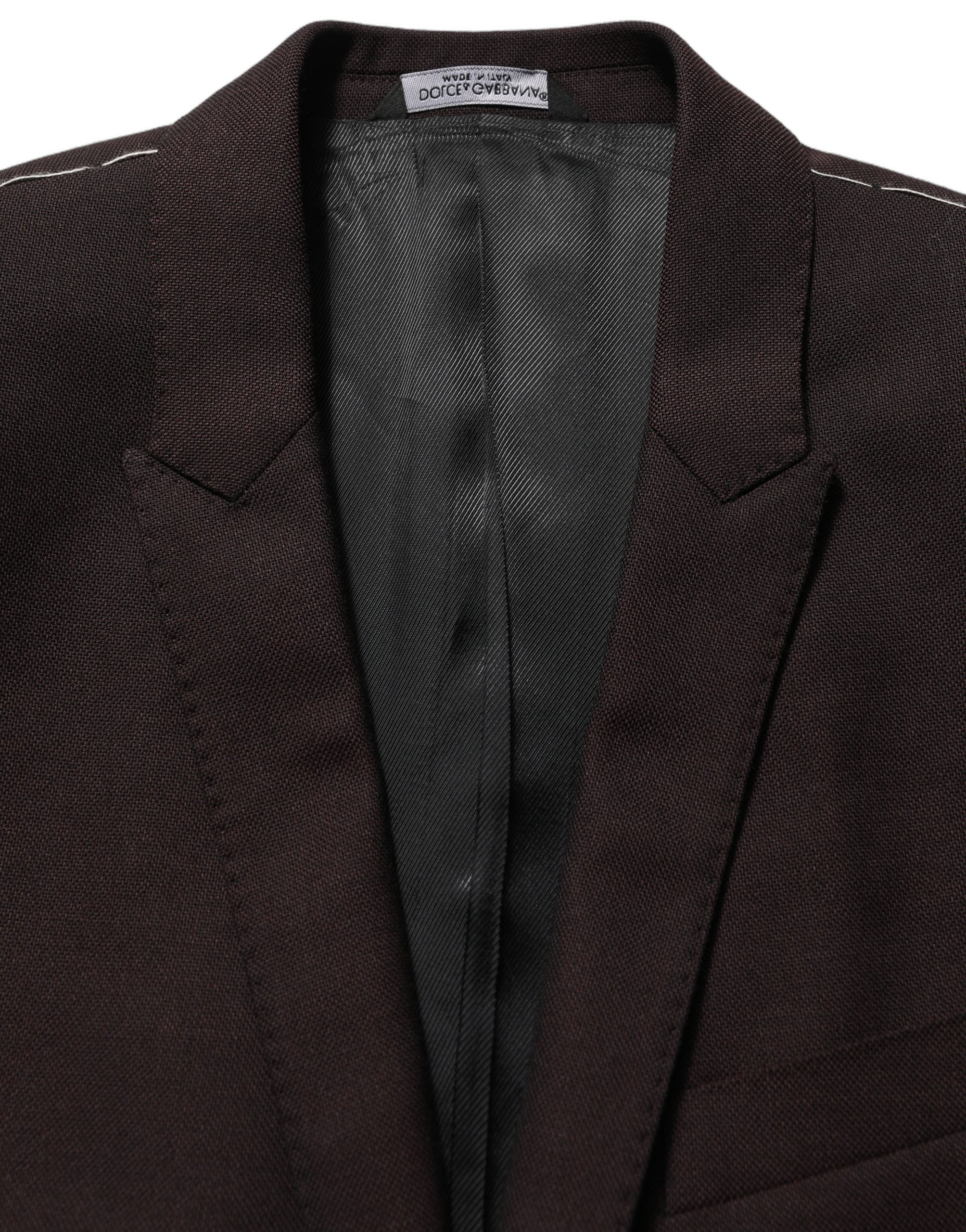 Dolce & Gabbana Brown Wool GOLD Single Breasted Men Jacket Dolce & Gabbana