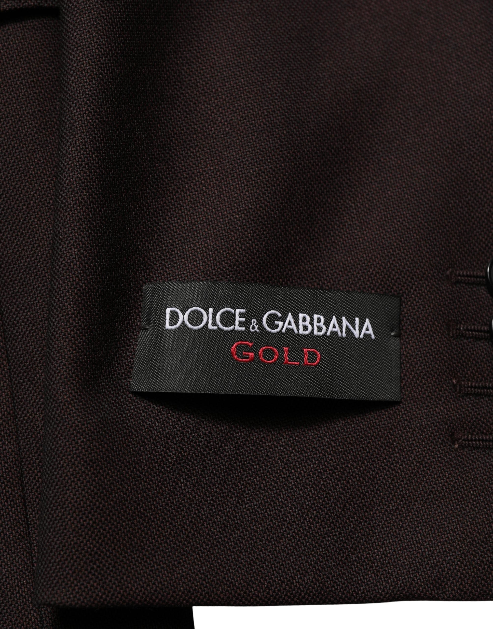 Dolce & Gabbana Brown Wool GOLD Single Breasted Men Jacket Dolce & Gabbana