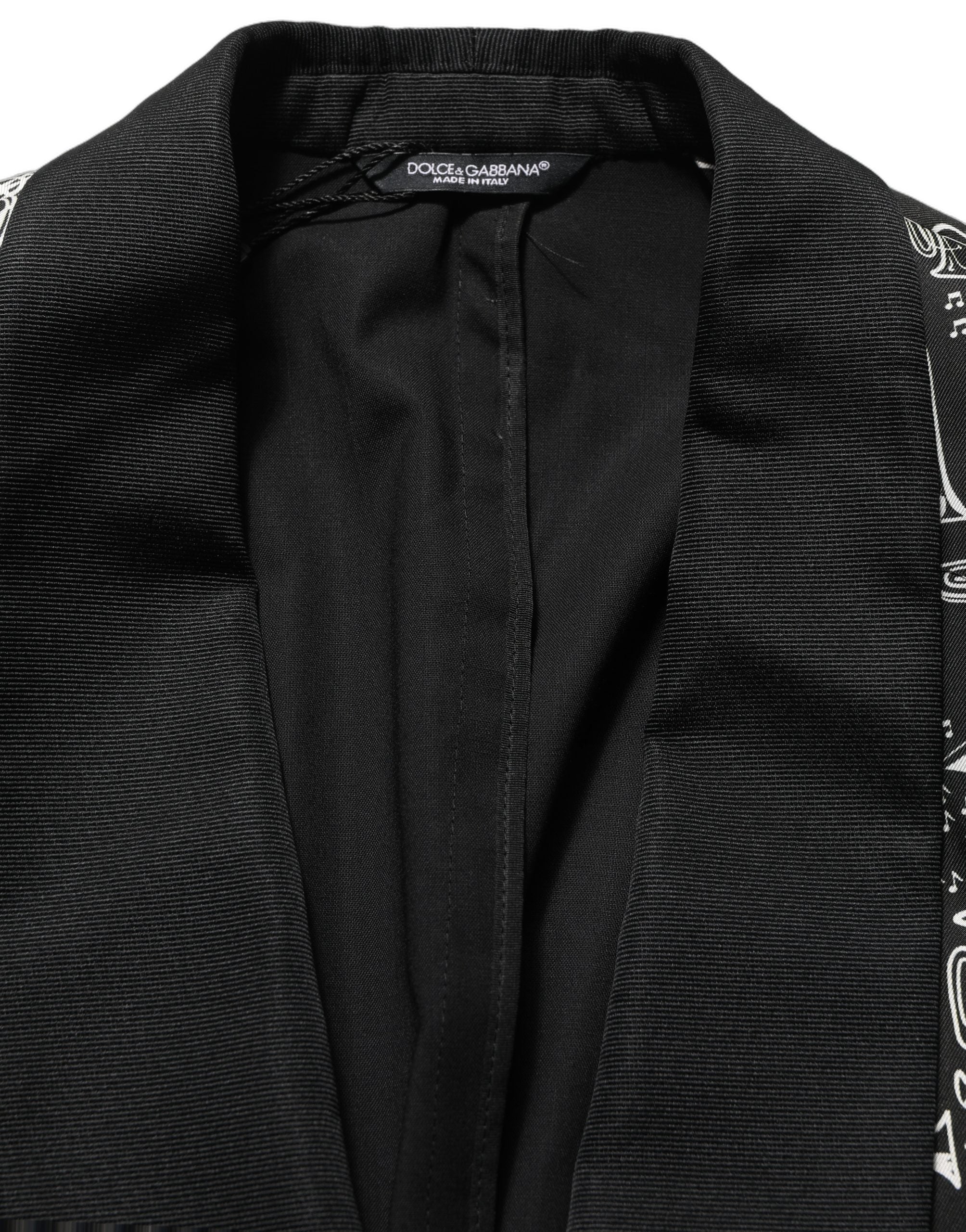 Dolce & Gabbana Black Crystal Embellished Coat Blazer Jacket Dolce & Gabbana