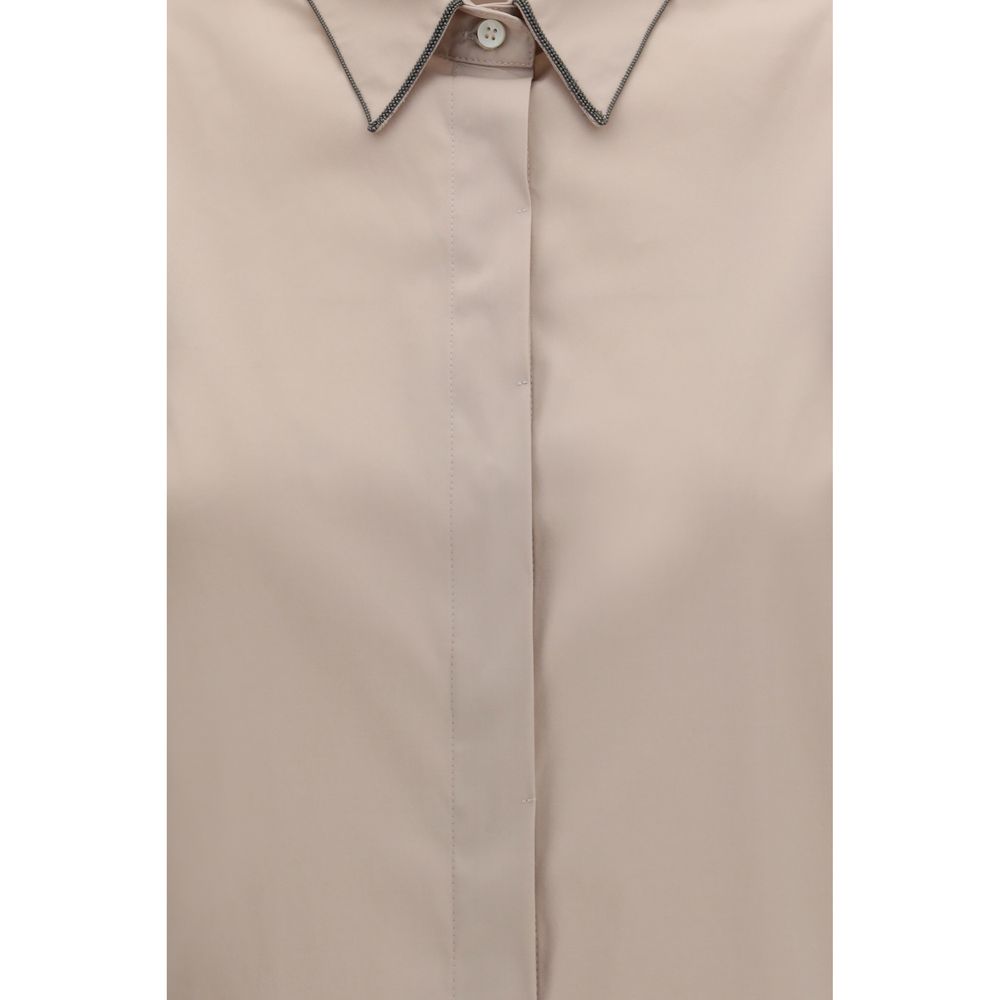 Brunello Cucinelli Beige Cotton Shirt Brunello Cucinelli