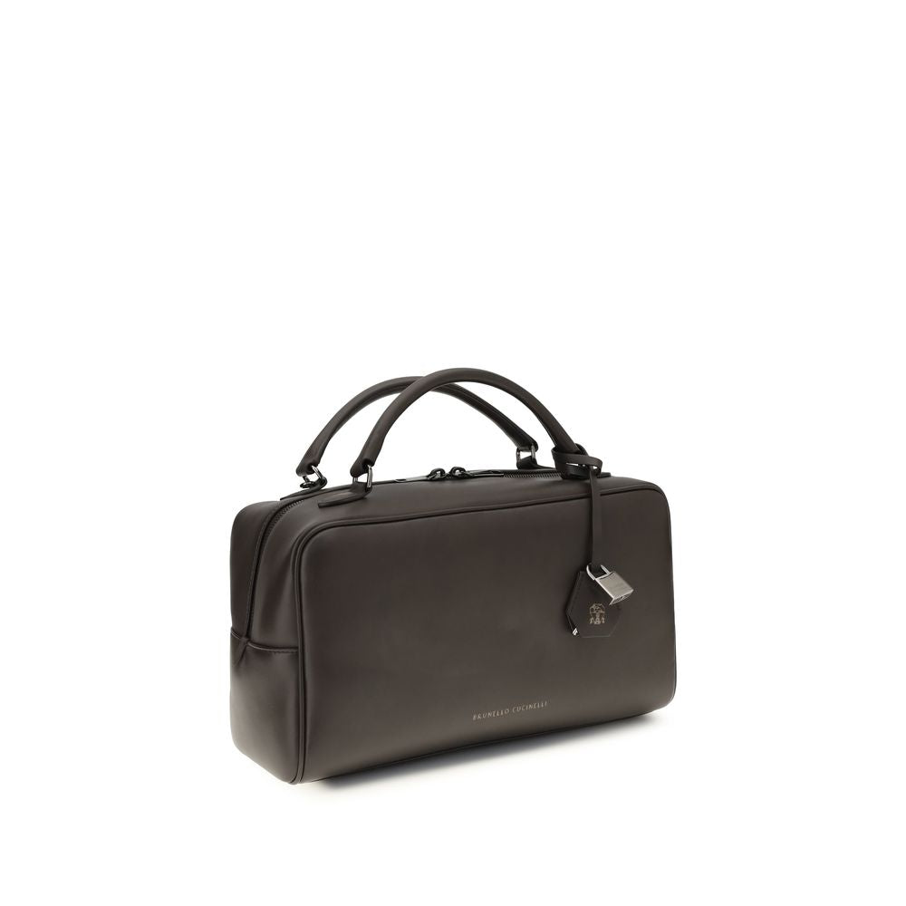 Brunello Cucinelli Brown Calf Leather Bos Taurus Handbag Brunello Cucinelli