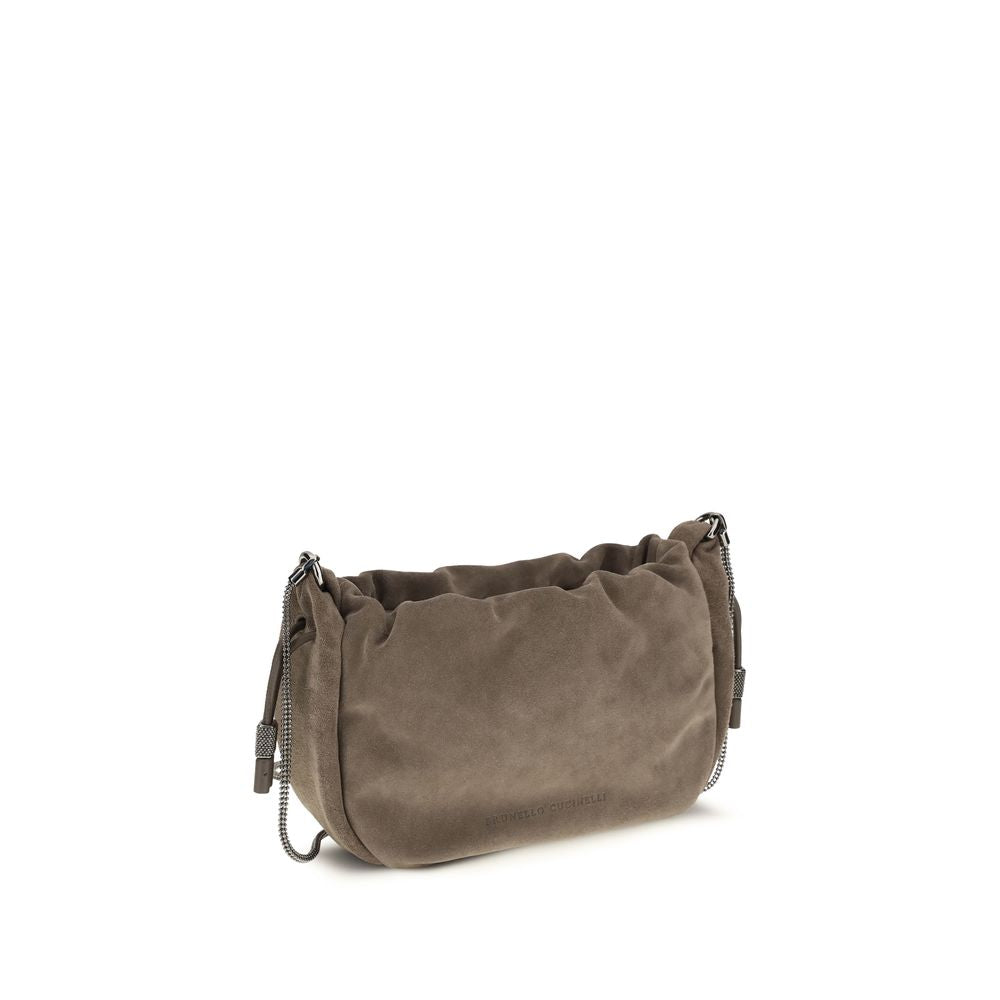 Brunello Cucinelli Brown Calf Leather Bos Taurus Shoulder Bag Brunello Cucinelli