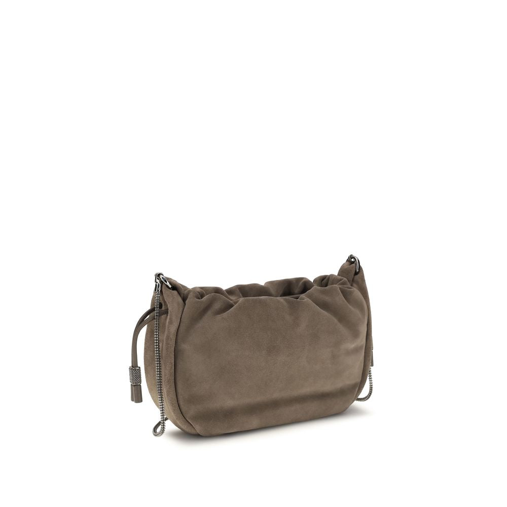 Brunello Cucinelli Brown Calf Leather Bos Taurus Shoulder Bag Brunello Cucinelli