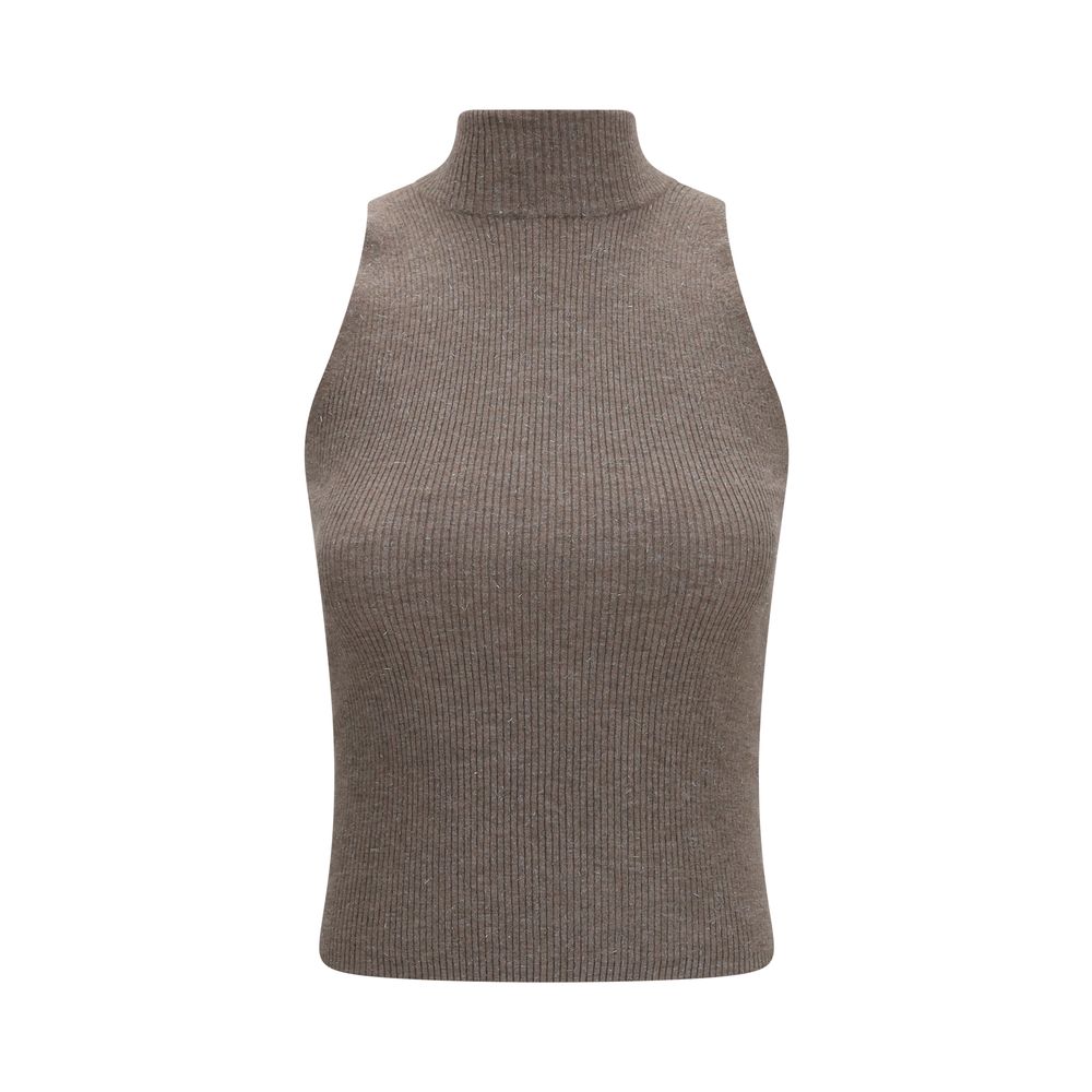 Brunello Cucinelli Brown Cashmere Sleeveles Sweater Brunello Cucinelli