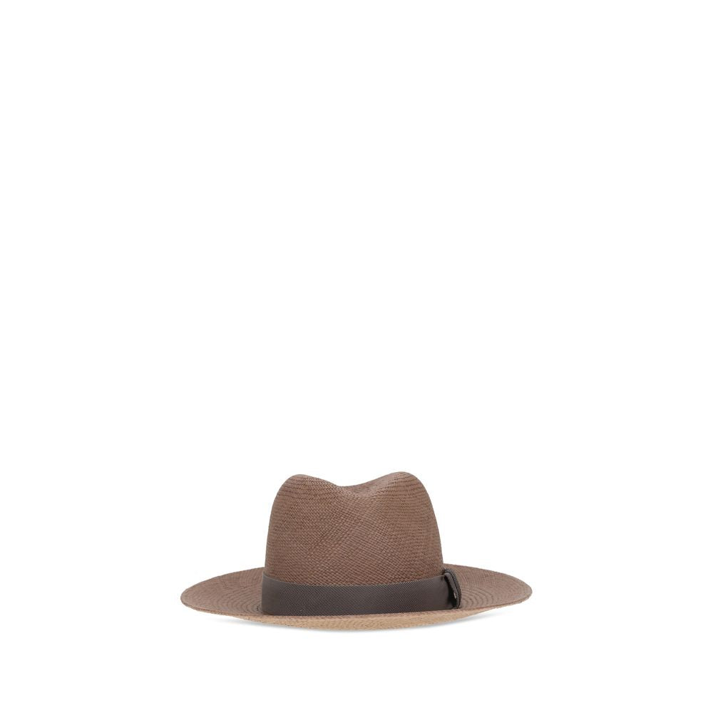 Brunello Cucinelli Brown Raffia Fedora Brunello Cucinelli