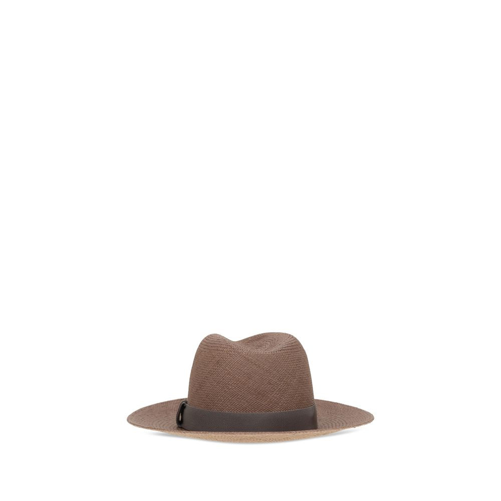 Brunello Cucinelli Brown Raffia Fedora Brunello Cucinelli