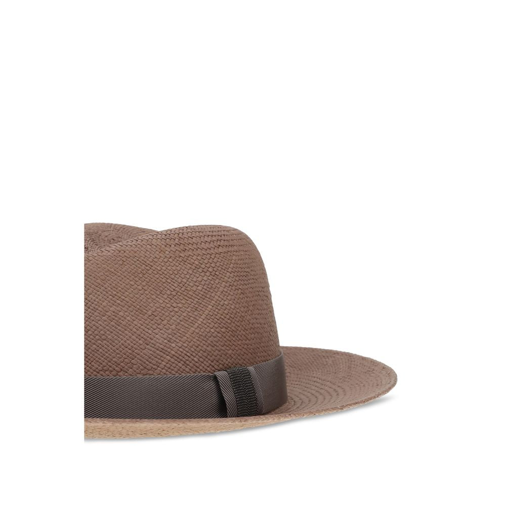 Brunello Cucinelli Brown Raffia Fedora Brunello Cucinelli