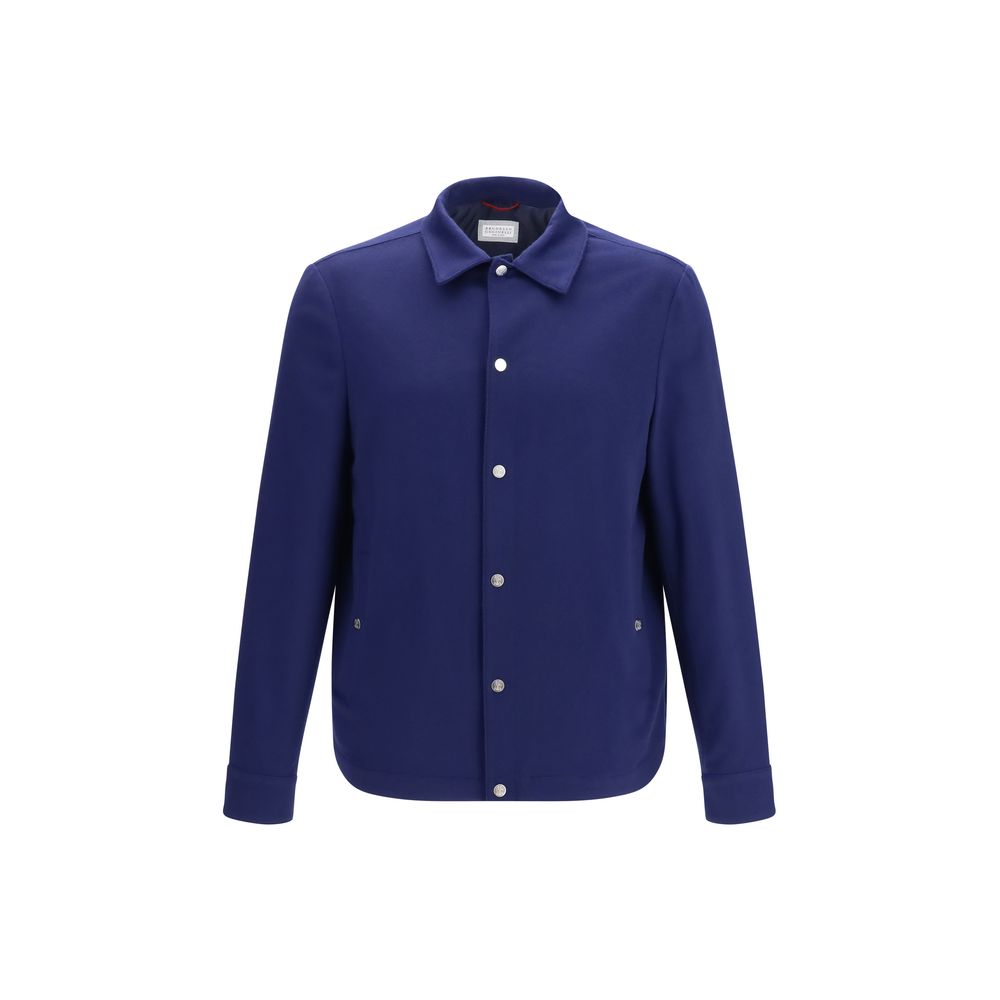 Brunello Cucinelli Blue Cashmere Full-Length Jacket Brunello Cucinelli