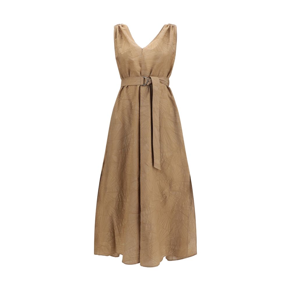 Brunello Cucinelli Beige Cotton Casual Dress Brunello Cucinelli