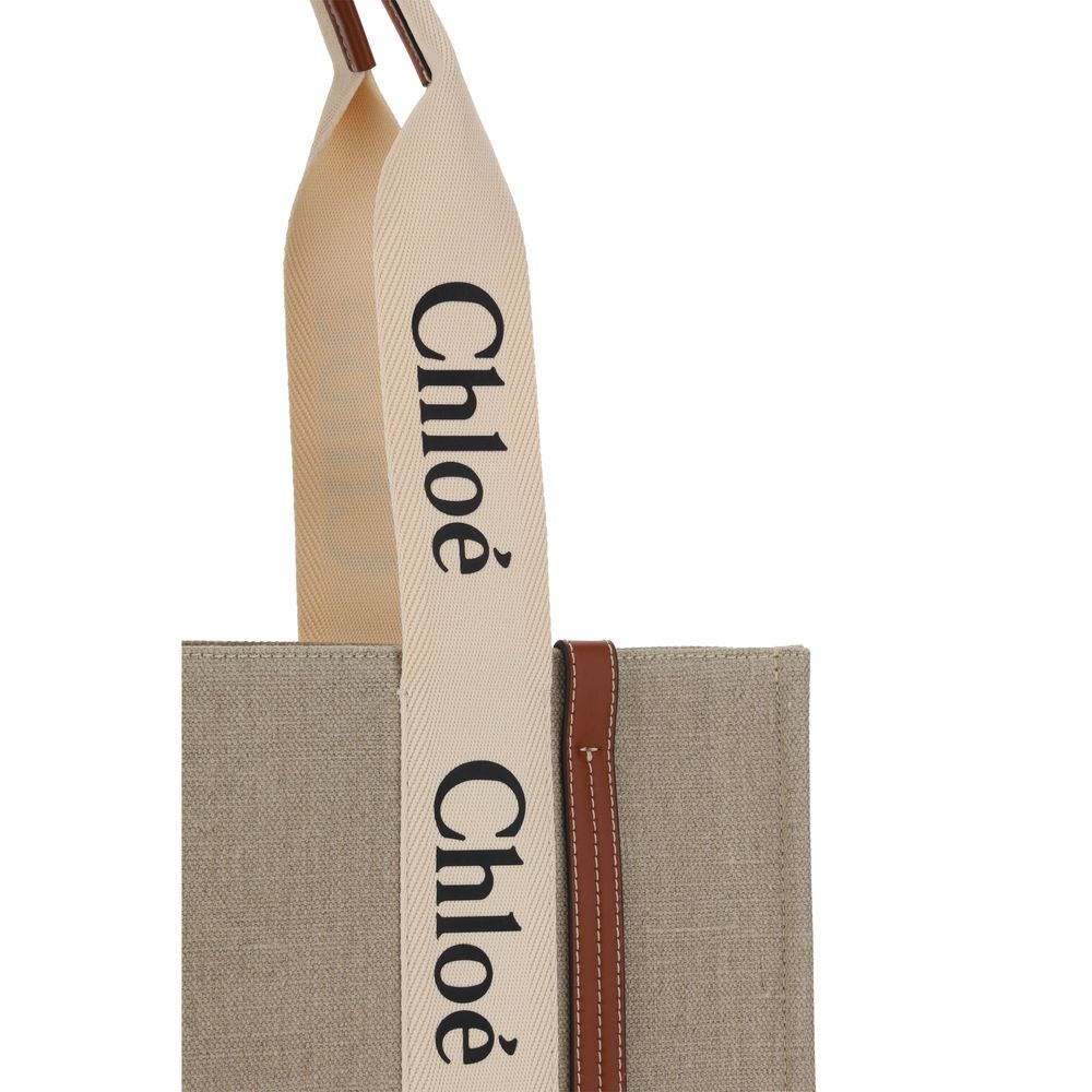 Chloé Beige Linen Handbag Chloé