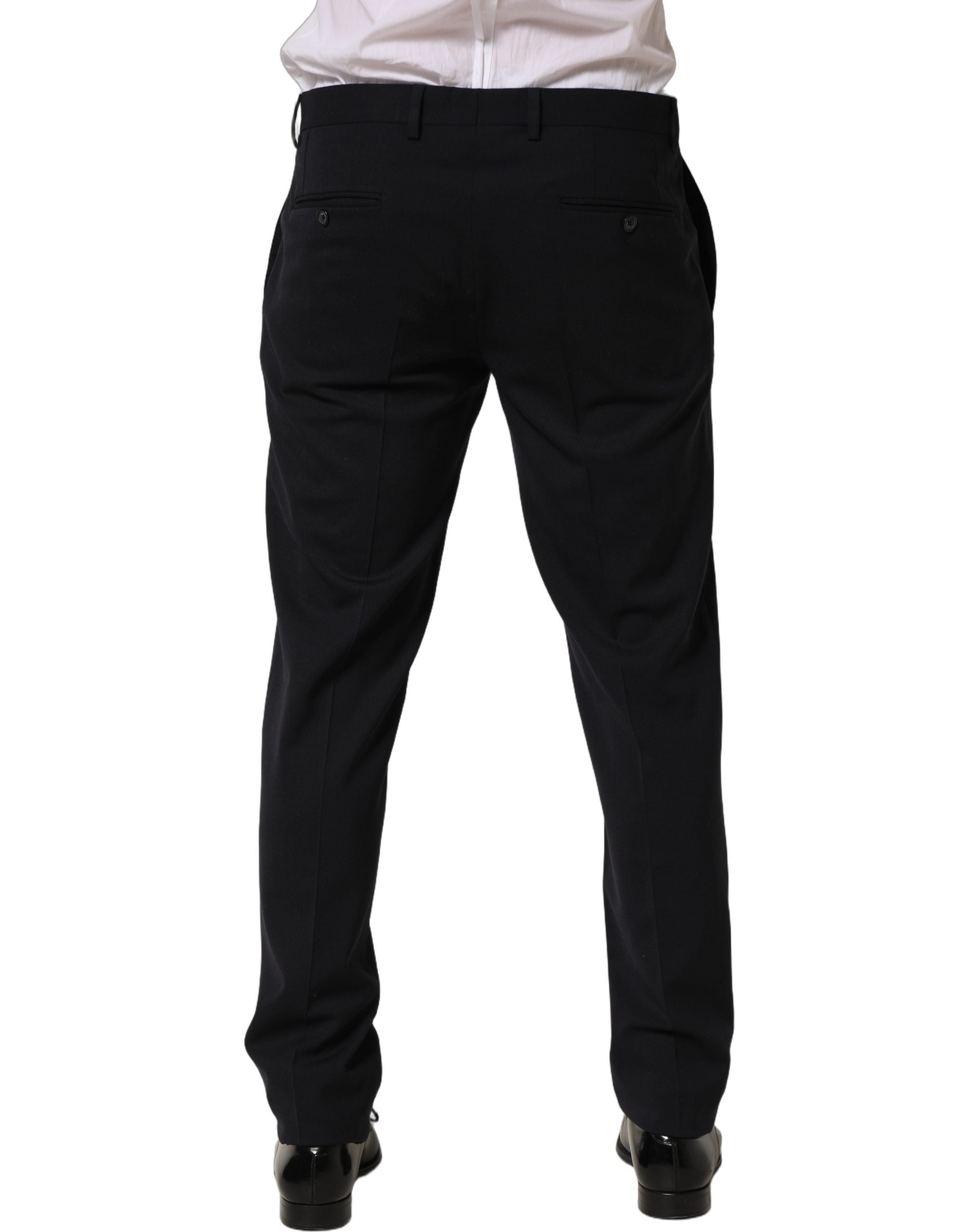 Dolce & Gabbana Black Wool Tapered Leg Dress Trouser Pants Dolce & Gabbana