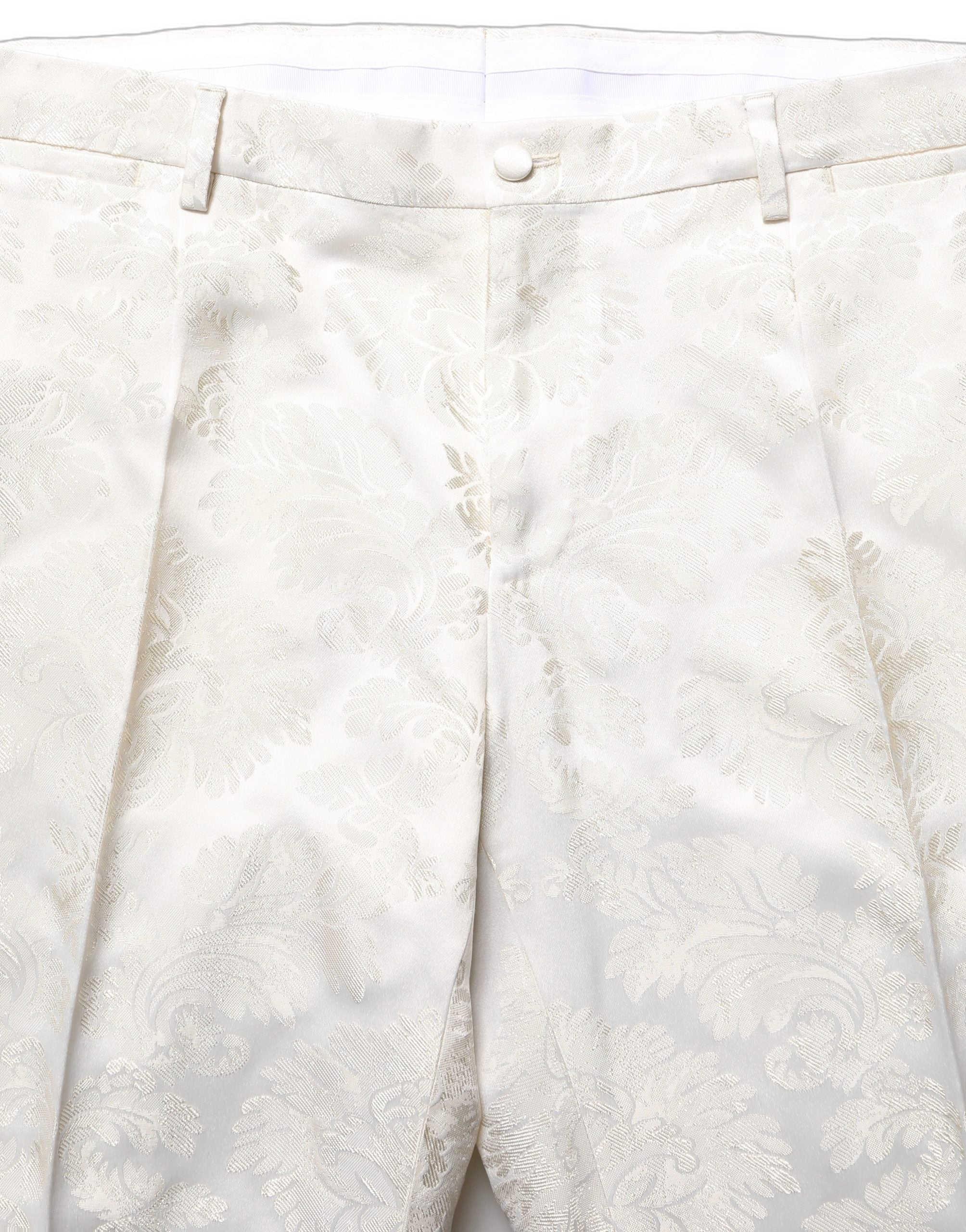 Dolce & Gabbana White Floral Men Dress Formal Trouser Pants Dolce & Gabbana