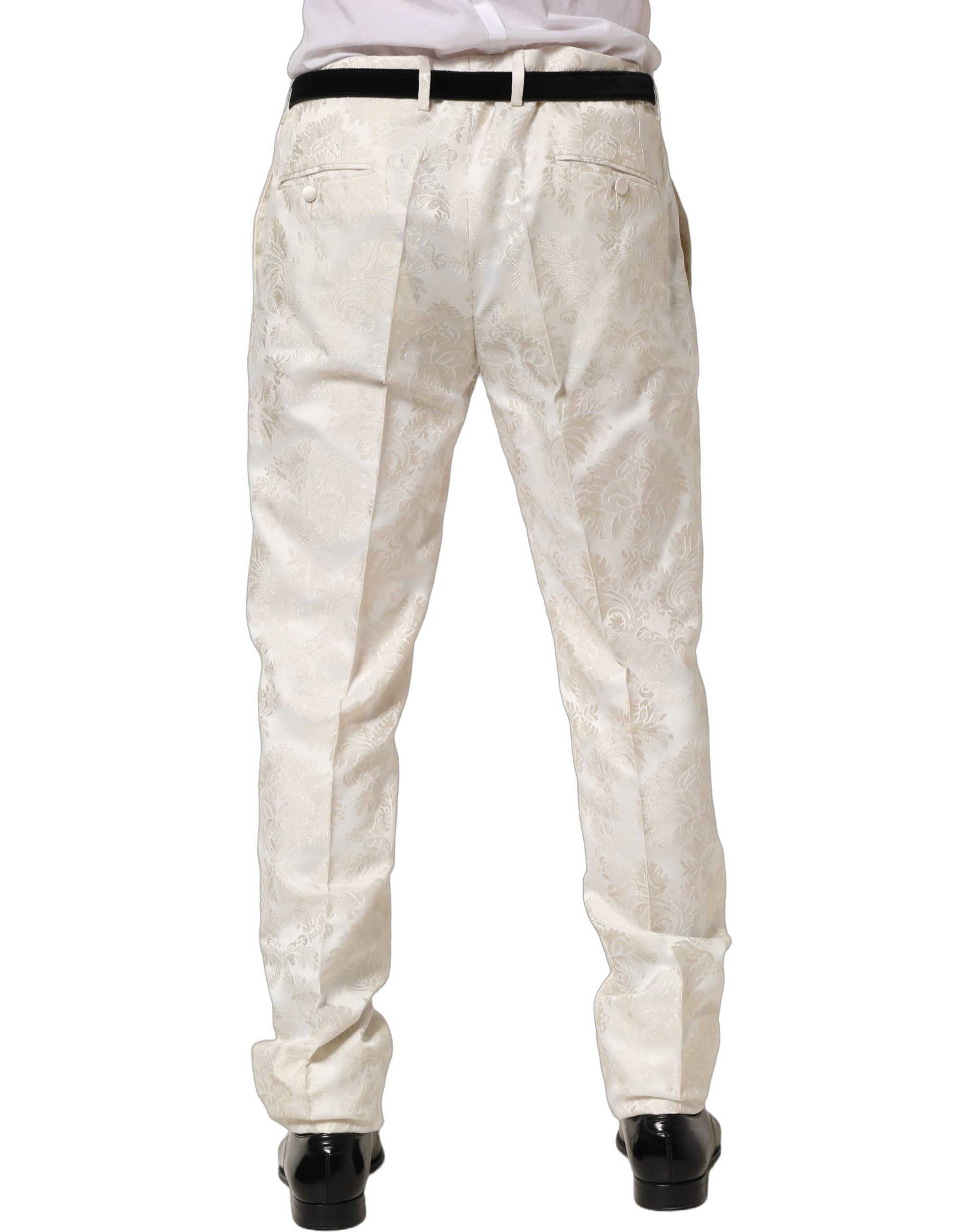 Dolce & Gabbana White Floral Men Dress Formal Trouser Pants Dolce & Gabbana