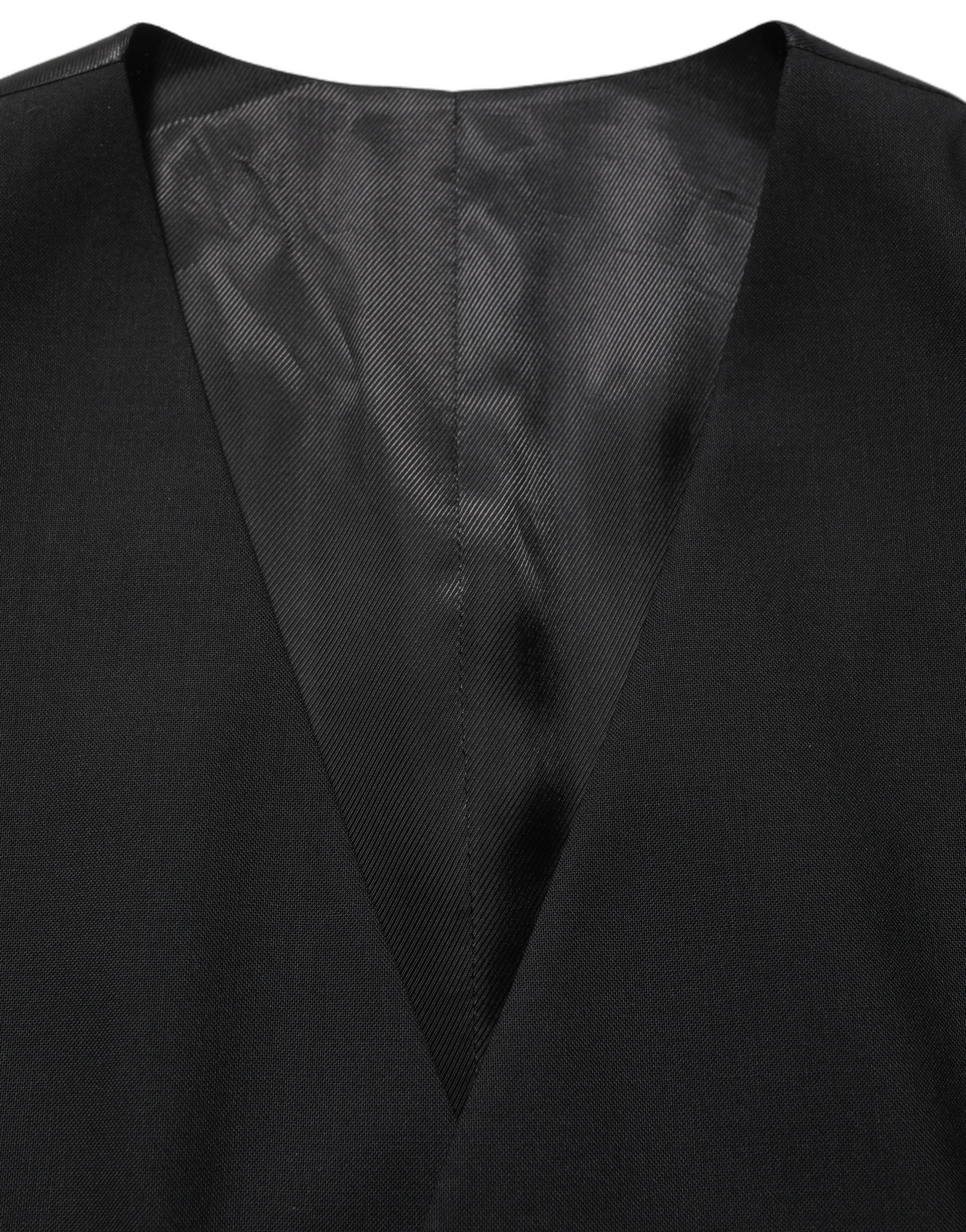 Dolce & Gabbana Black Wool Single Breasted Waistcoat Vest Dolce & Gabbana