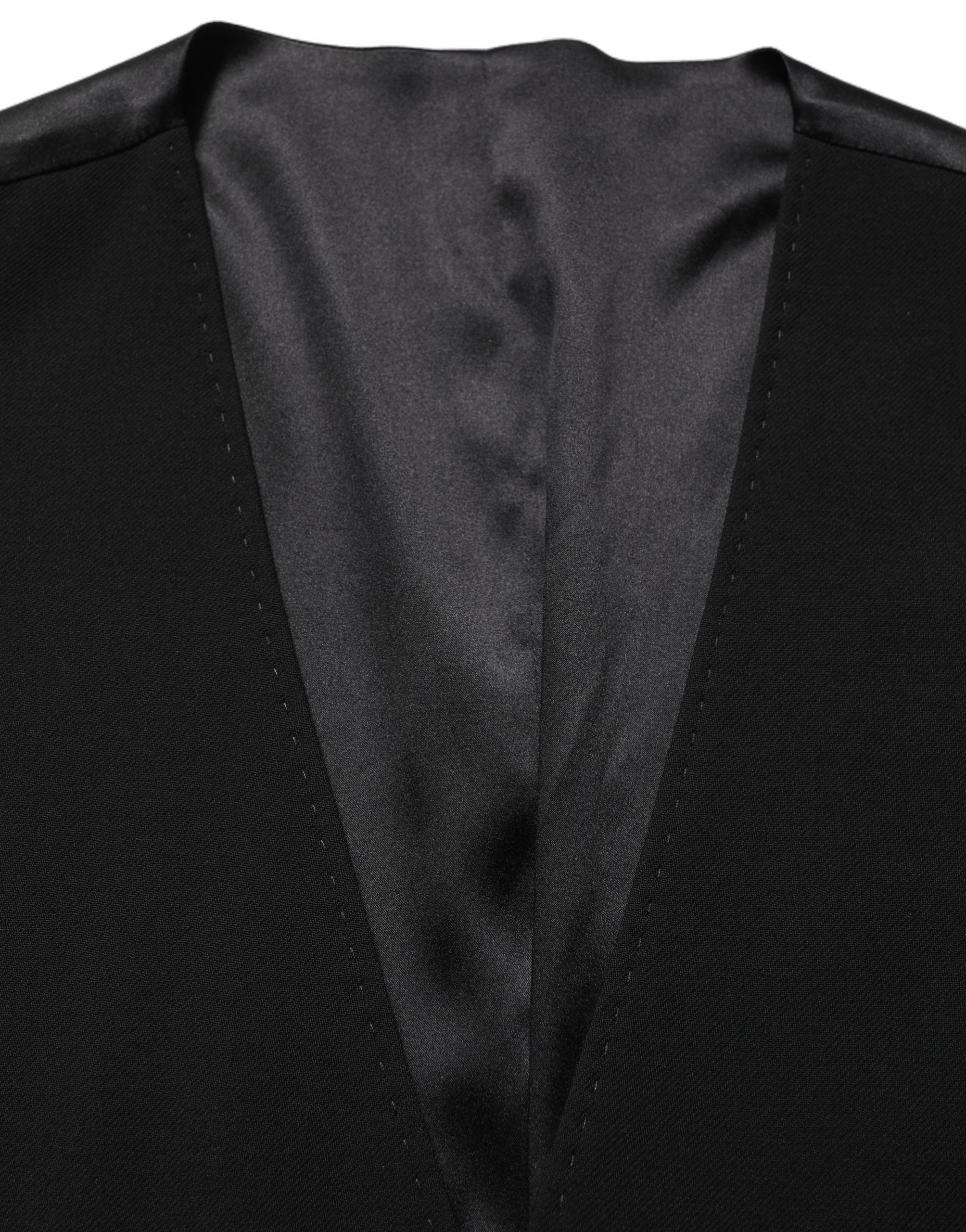 Dolce & Gabbana Black Wool Single Breasted Waistcoat Vest Dolce & Gabbana