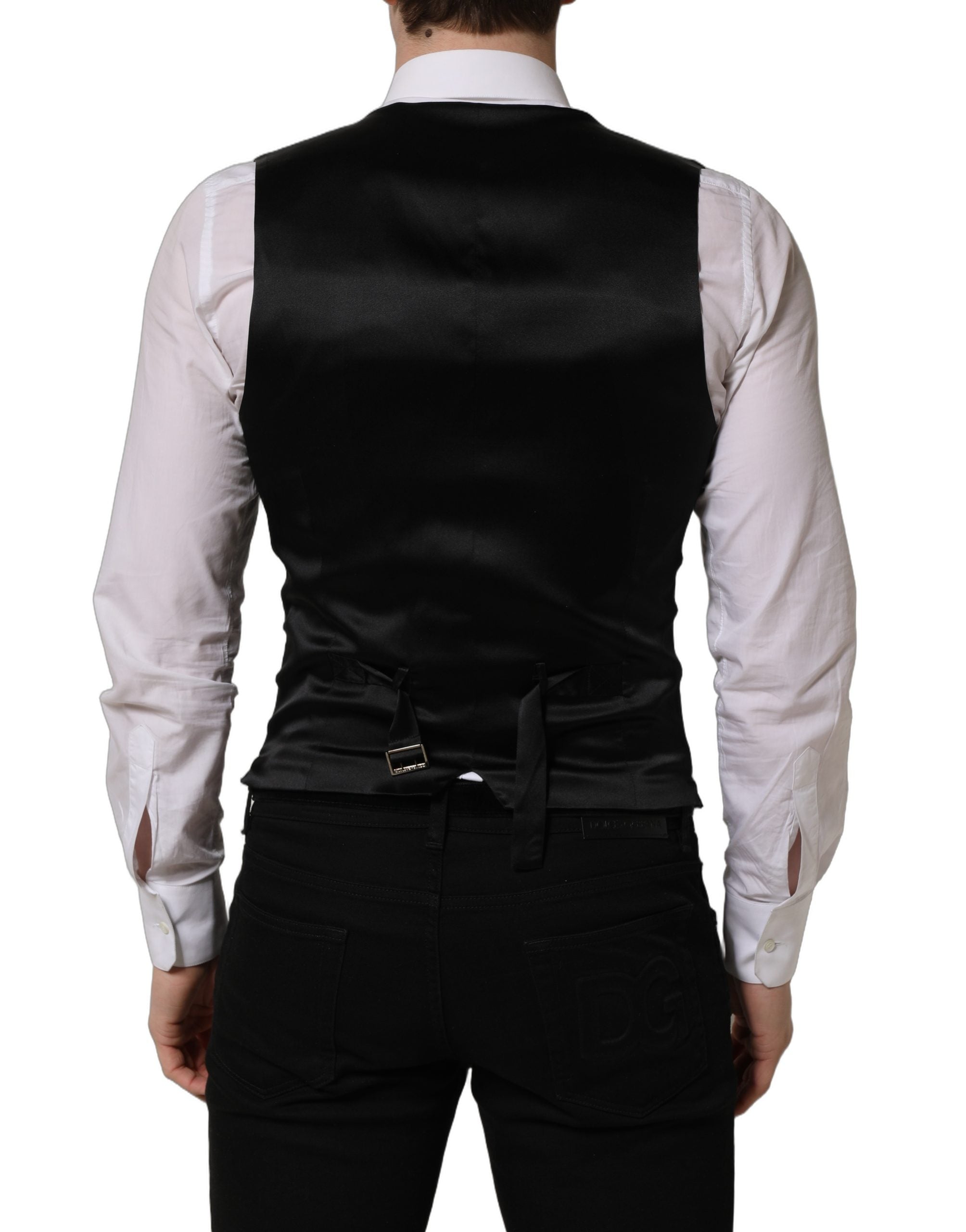 Dolce & Gabbana Black Wool Single Breasted Waistcoat Vest Dolce & Gabbana