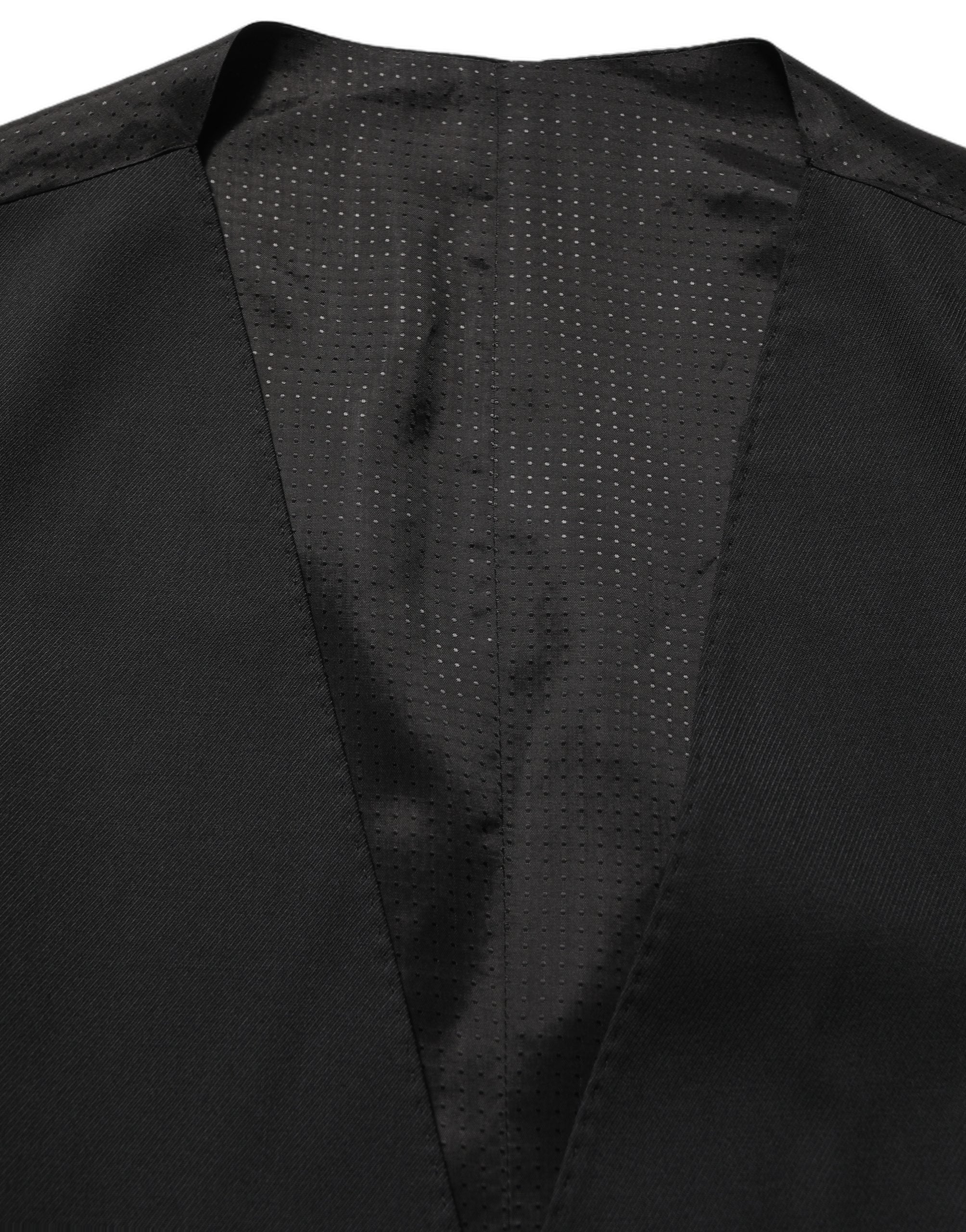 Dolce & Gabbana Black Single Breasted Men Waistcoat Vest Dolce & Gabbana