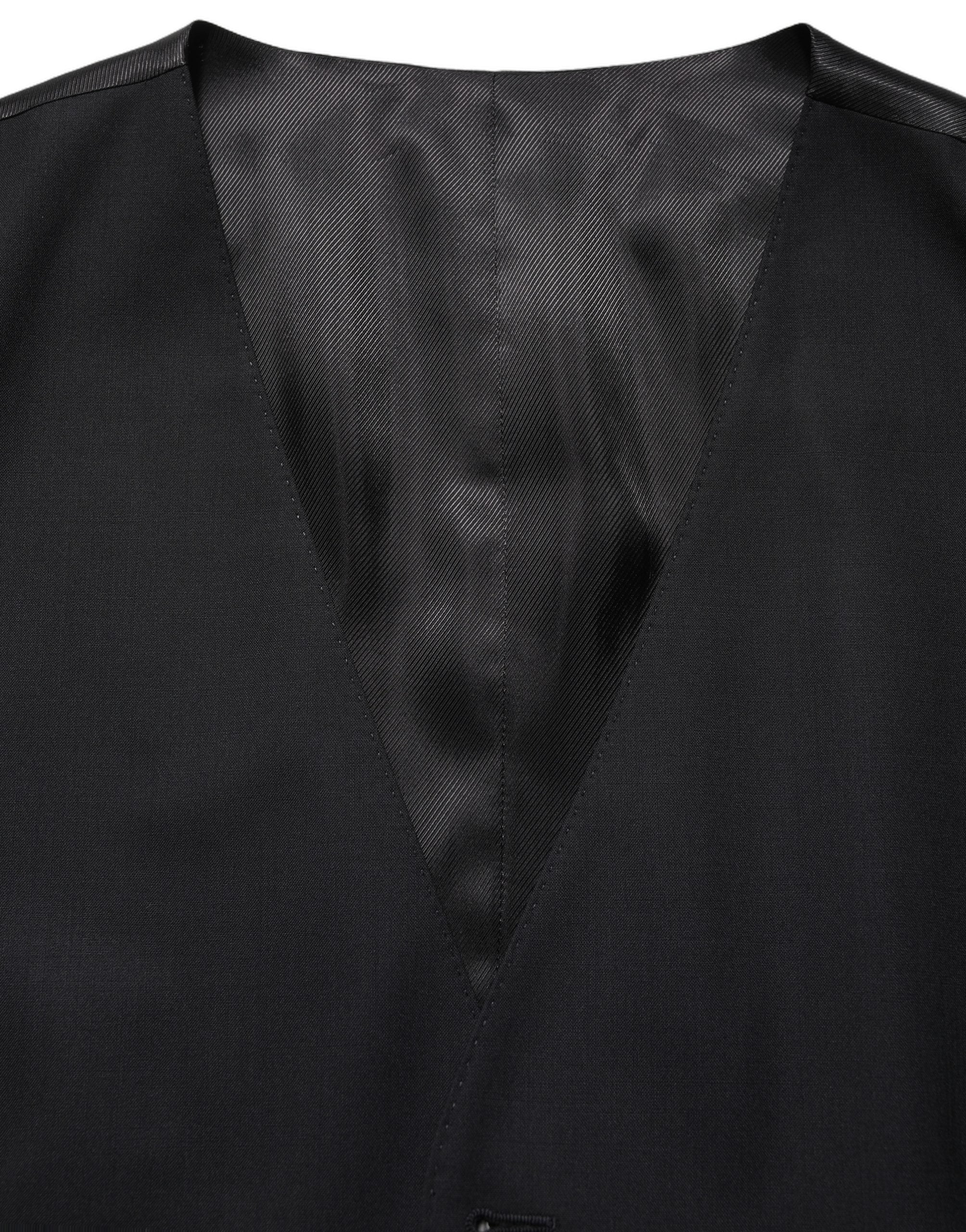 Dolce & Gabbana Black Wool Single Breasted Waistcoat Vest Dolce & Gabbana