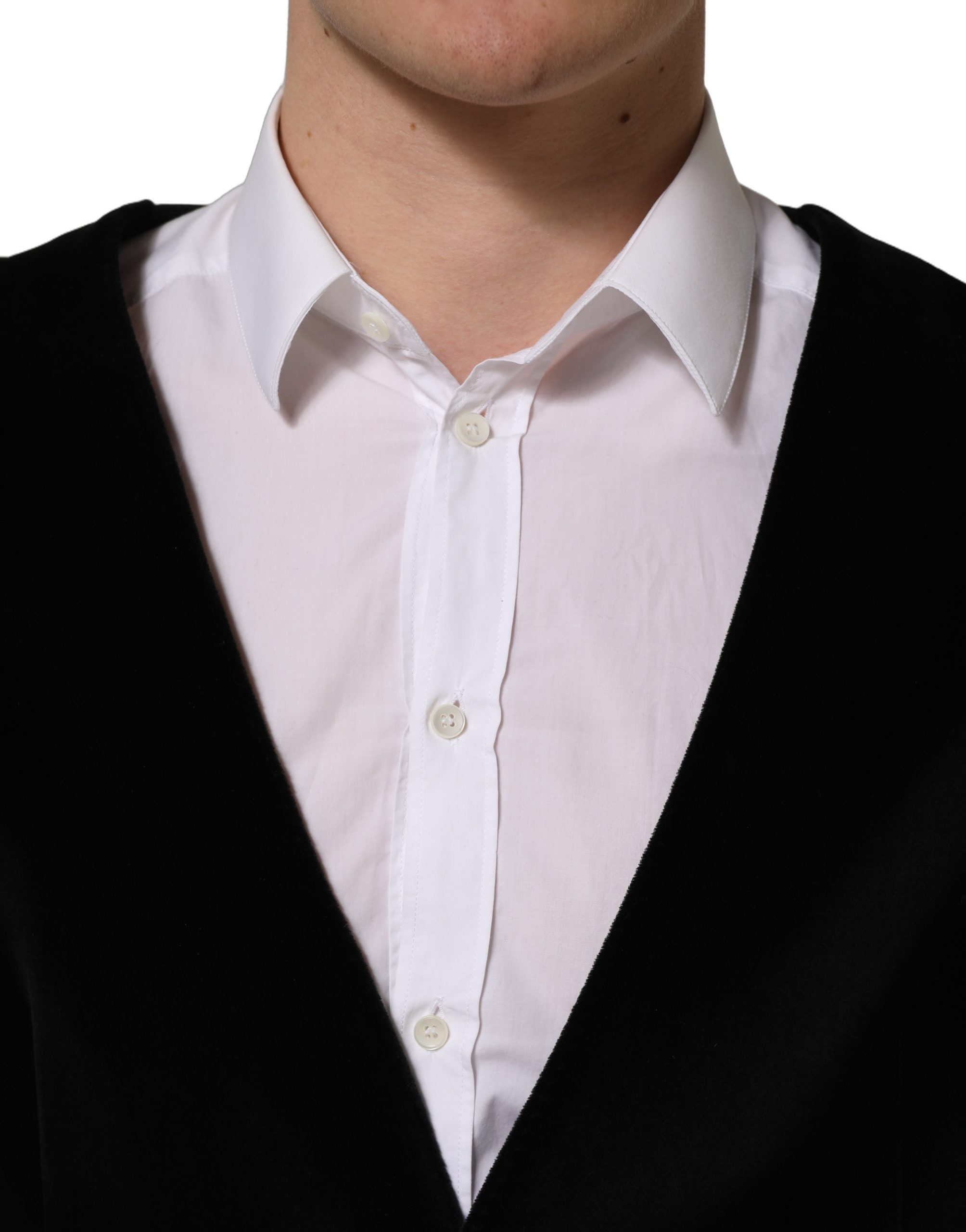 Dolce & Gabbana Black Cotton SingleBreasted Waistcoat Vest Dolce & Gabbana