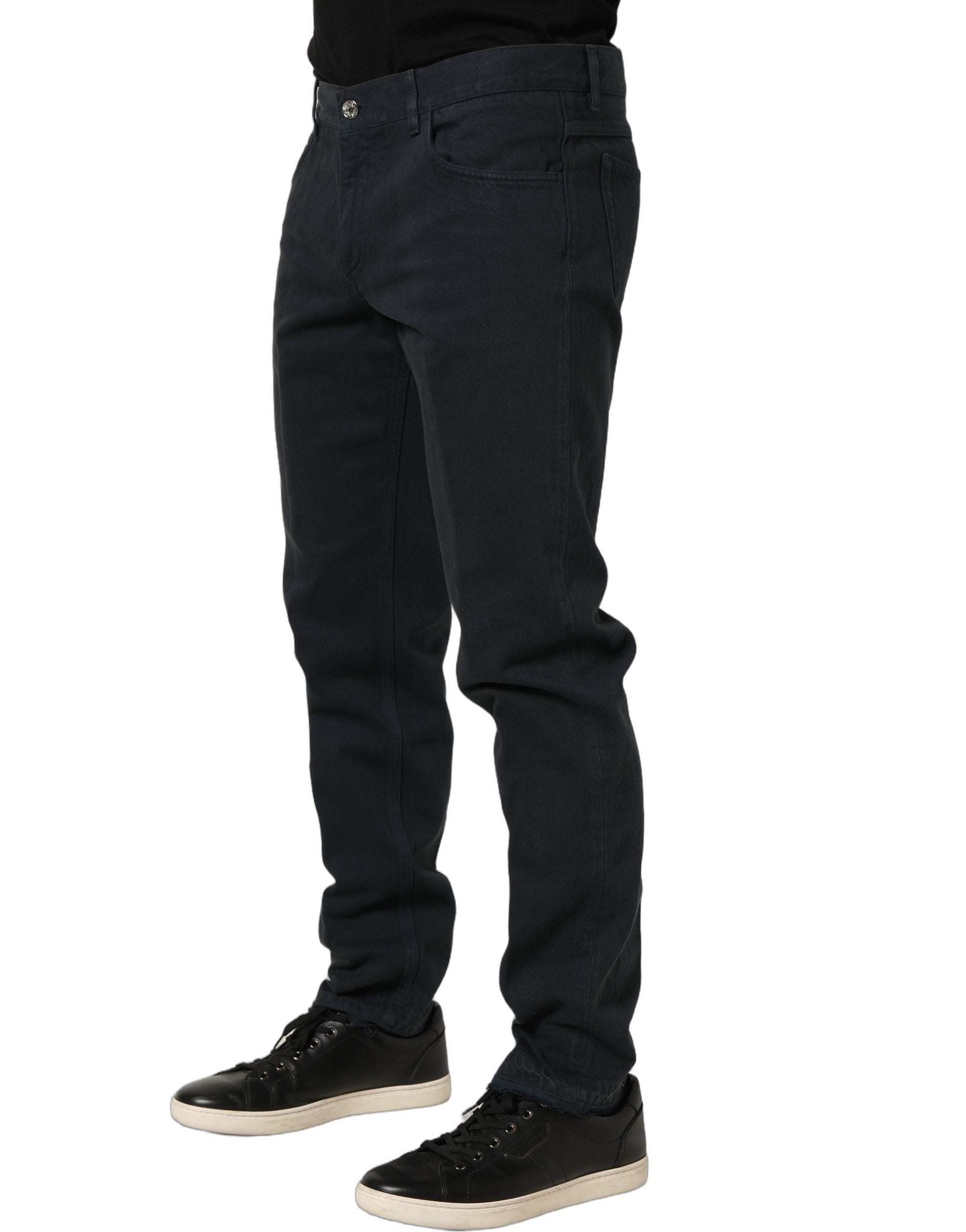 Dolce & Gabbana Black Cotton Mid Waist Skinny Men Denim Jeans Dolce & Gabbana