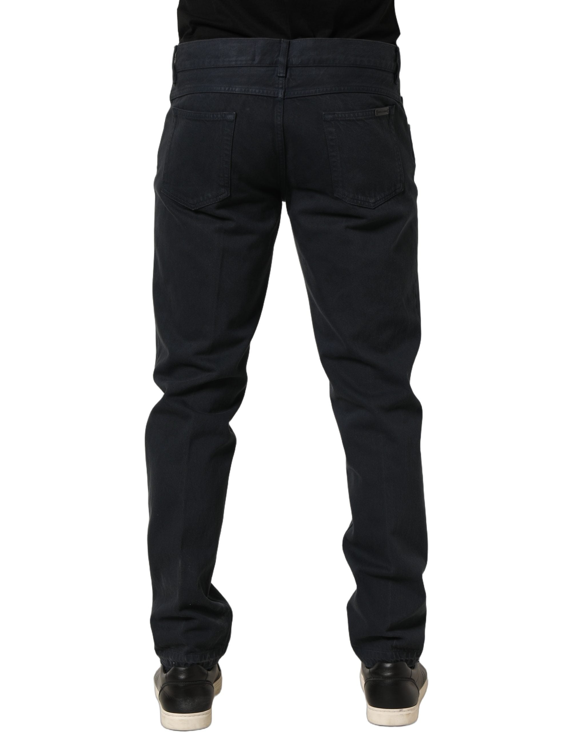 Dolce & Gabbana Black Cotton Mid Waist Skinny Men Denim Jeans Dolce & Gabbana