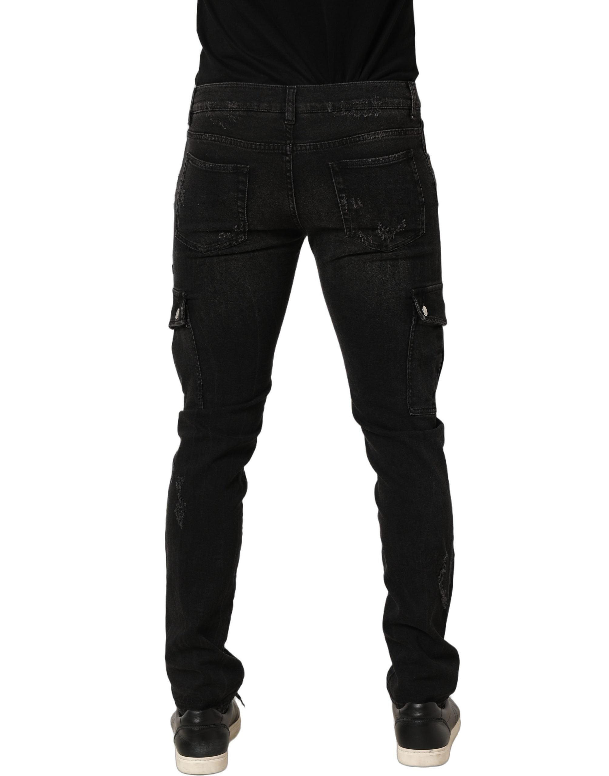 Dolce & Gabbana Black Distressed Cargo Cotton Men Denim Jeans Dolce & Gabbana