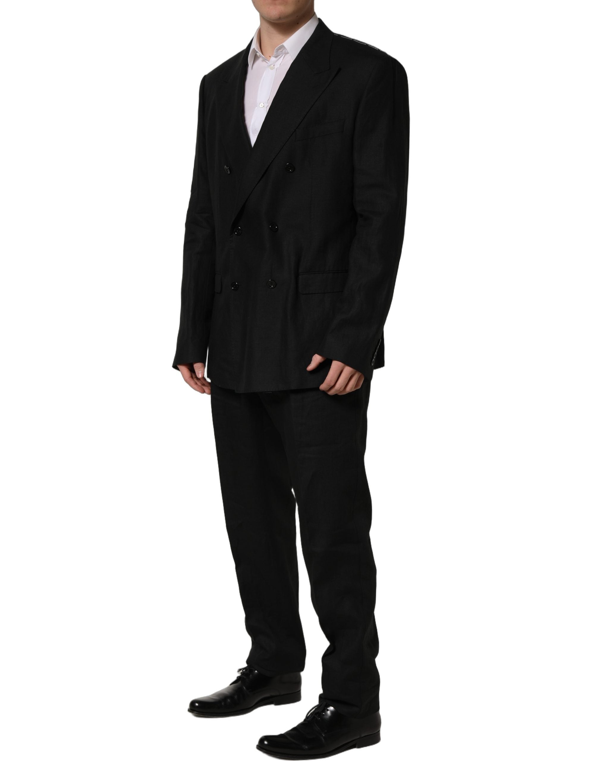 Dolce & Gabbana Black Linen Slim Fit Formal 2 Piece Suit Dolce & Gabbana
