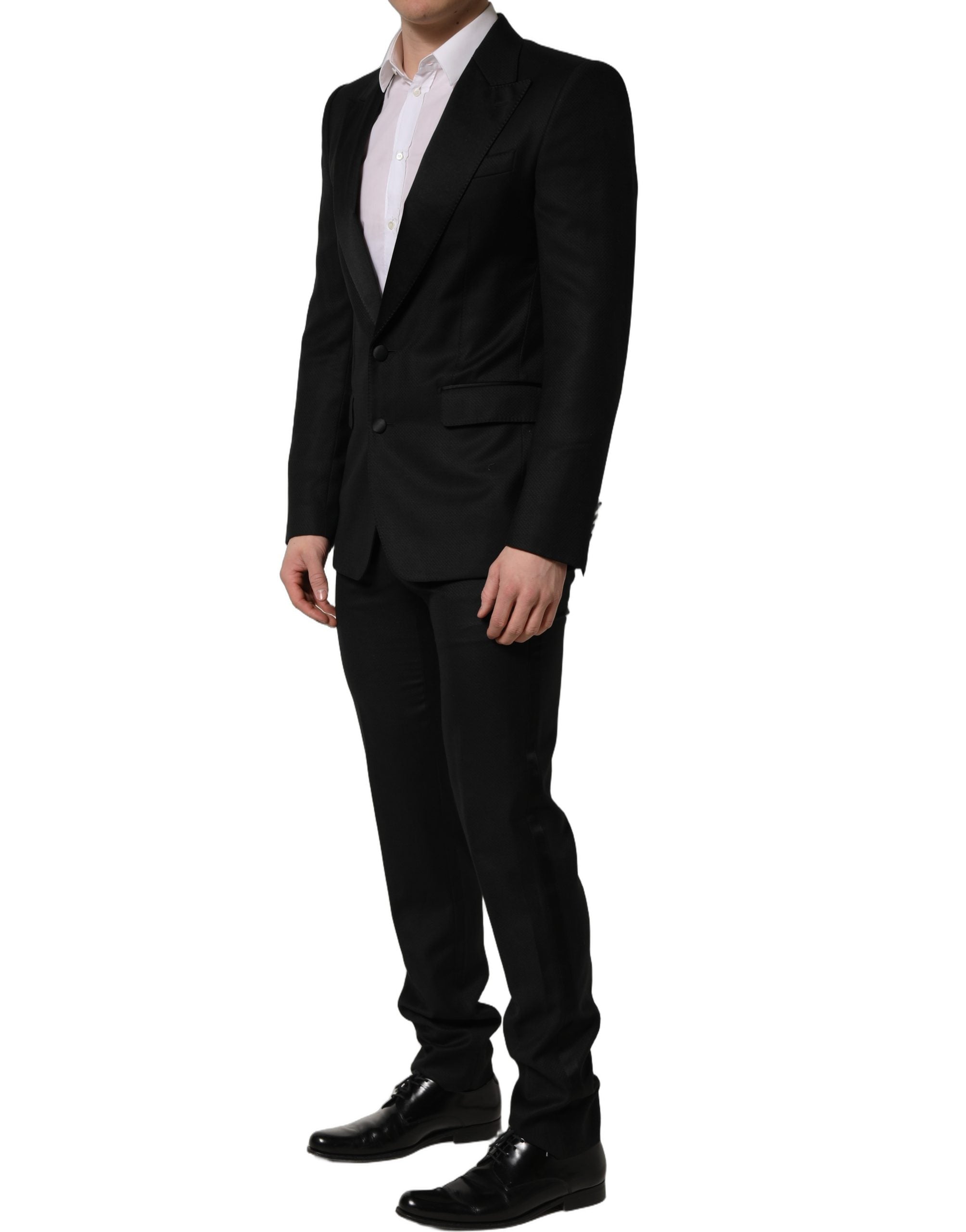 Dolce & Gabbana Black Wool Slim Fit Formal 2 Piece Men Suit Dolce & Gabbana