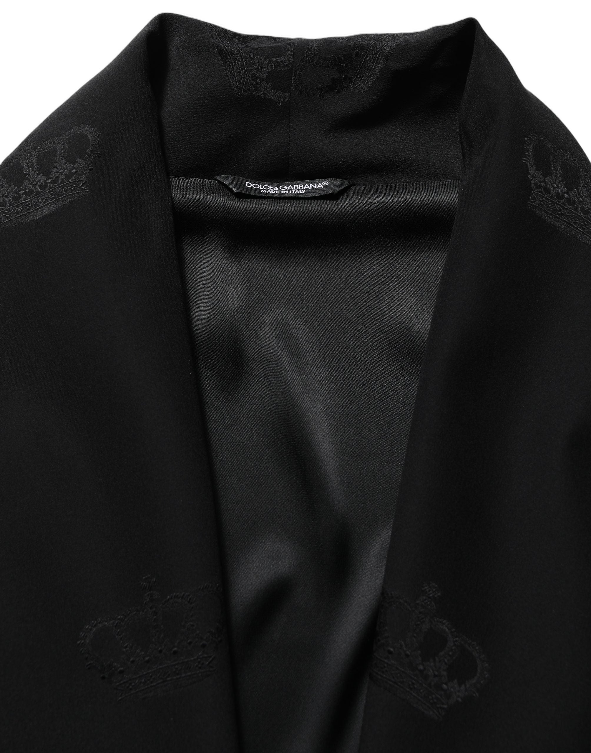 Dolce & Gabbana Black 100% Silk Robe Men Wrap Coat Jacket Dolce & Gabbana