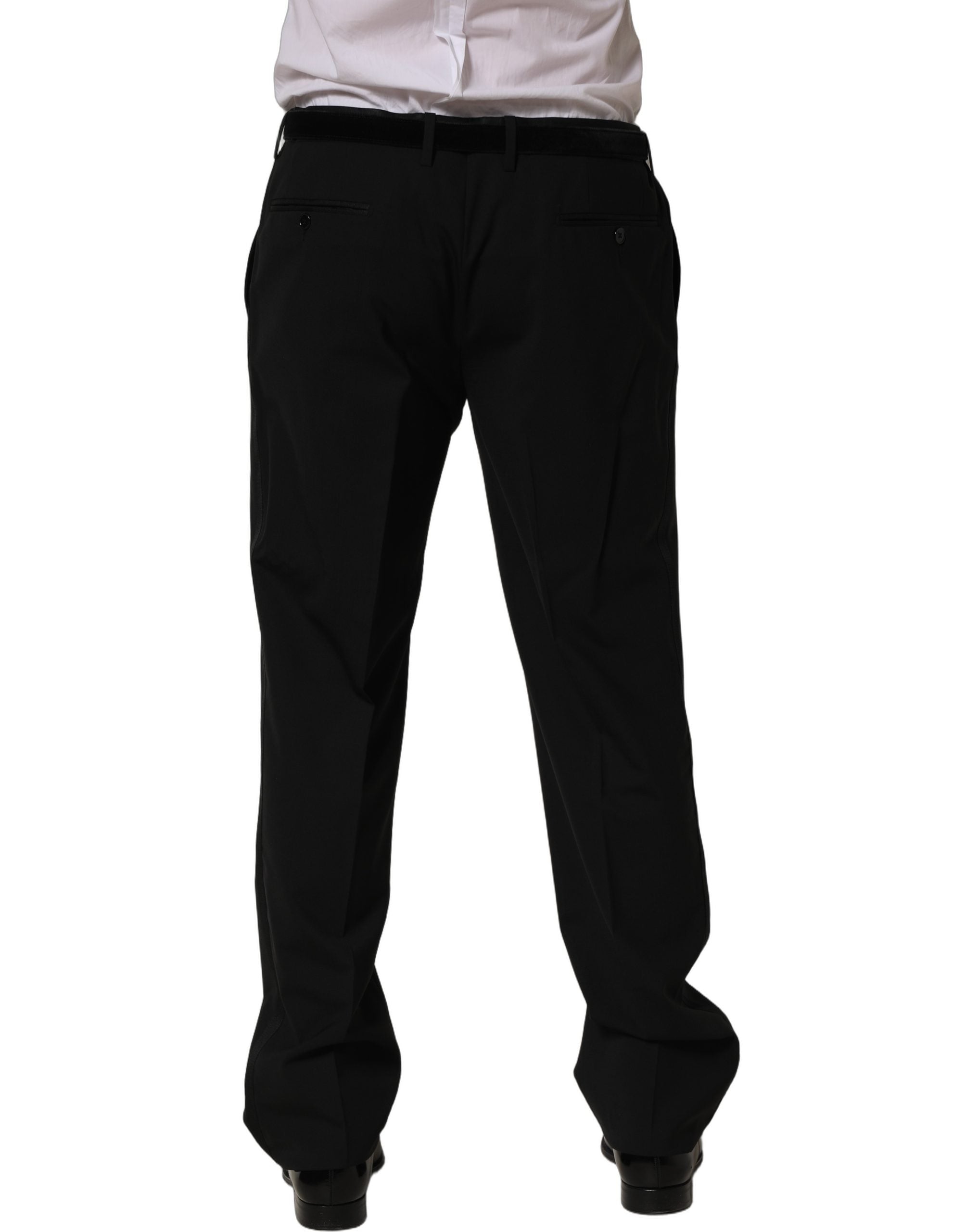 Dolce & Gabbana Black Wool Tapered Leg Dress Trouser Pants Dolce & Gabbana