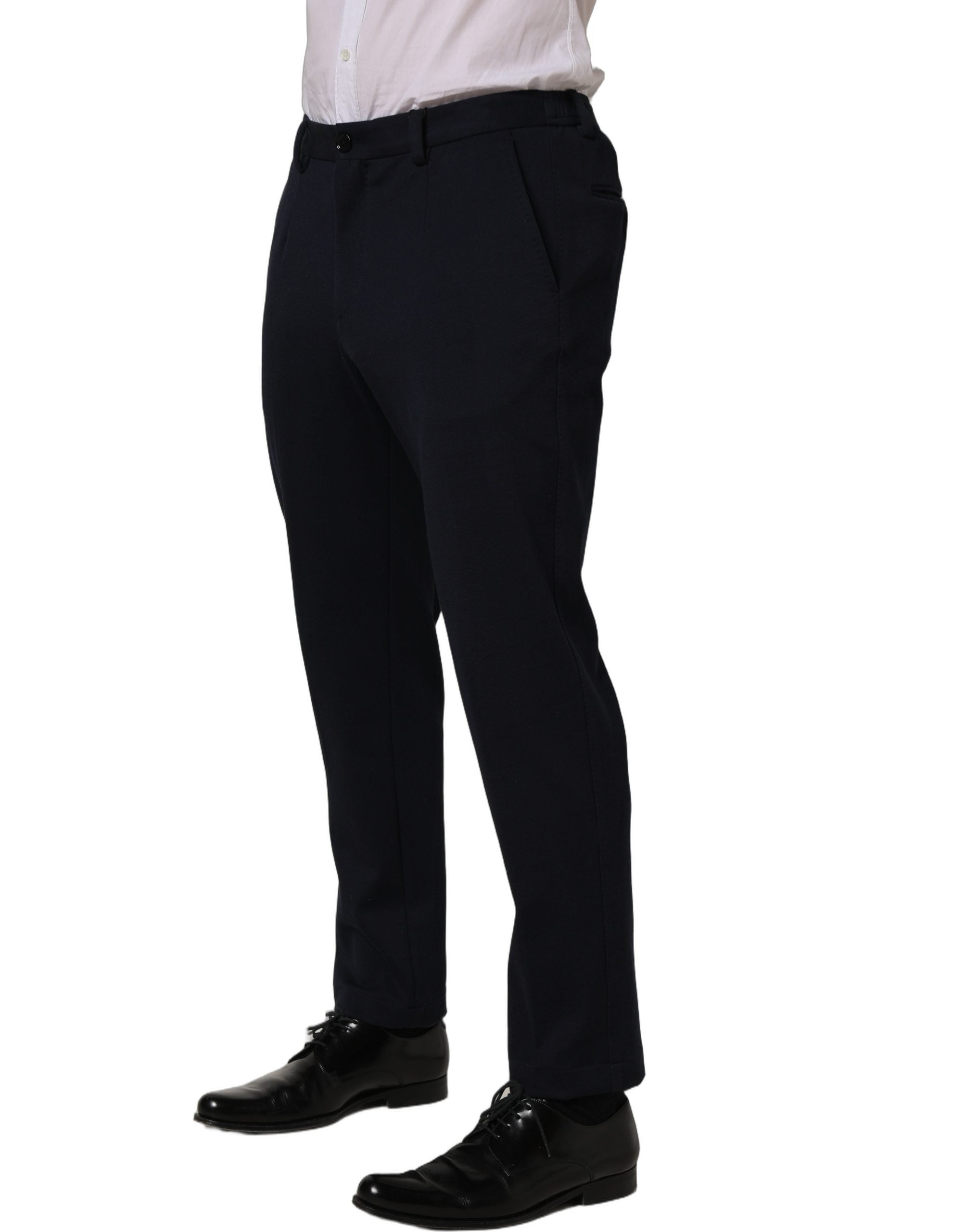 Dolce & Gabbana Black Cotton Tapered Leg Dress Trouser Pants Dolce & Gabbana