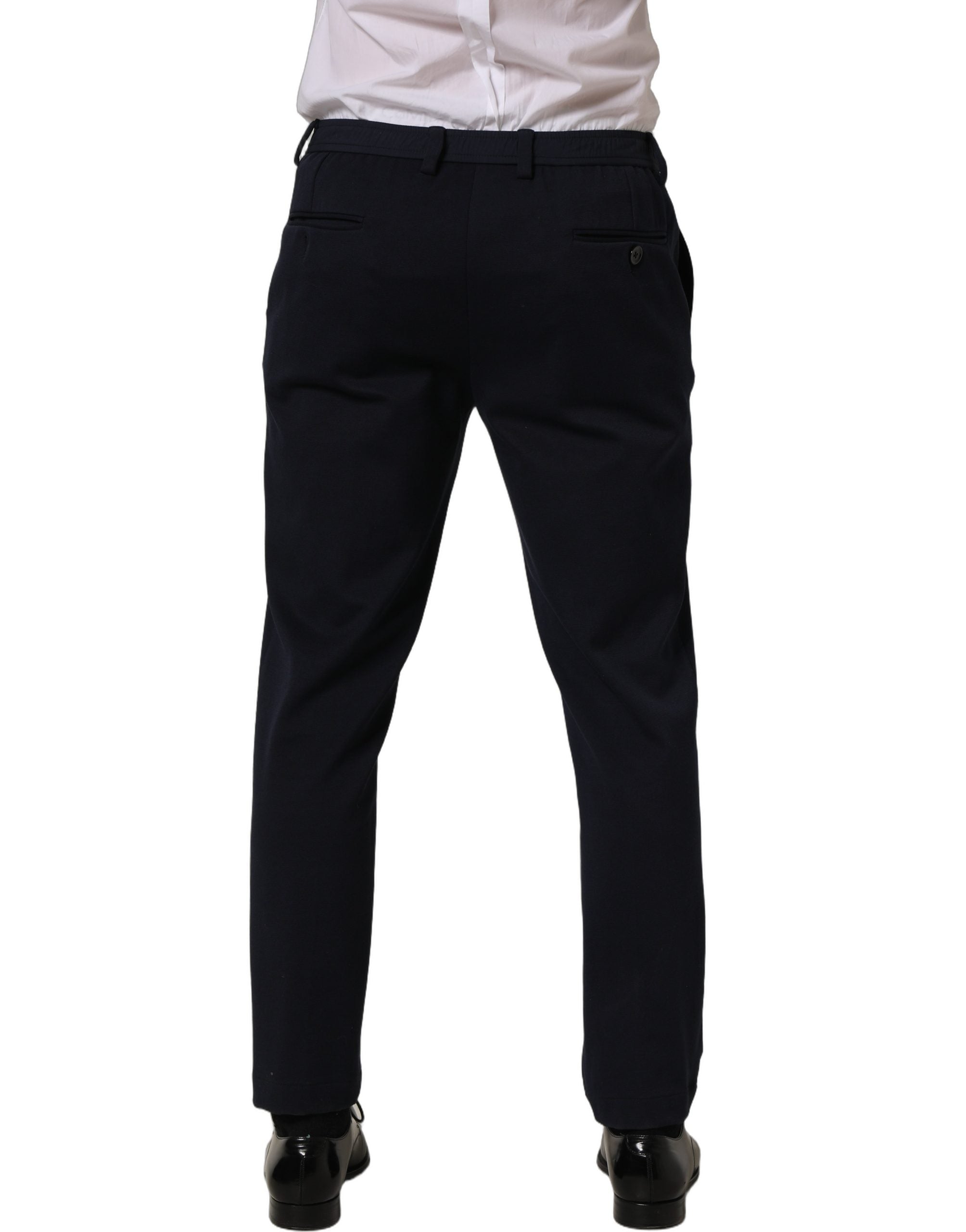 Dolce & Gabbana Black Cotton Tapered Leg Dress Trouser Pants Dolce & Gabbana